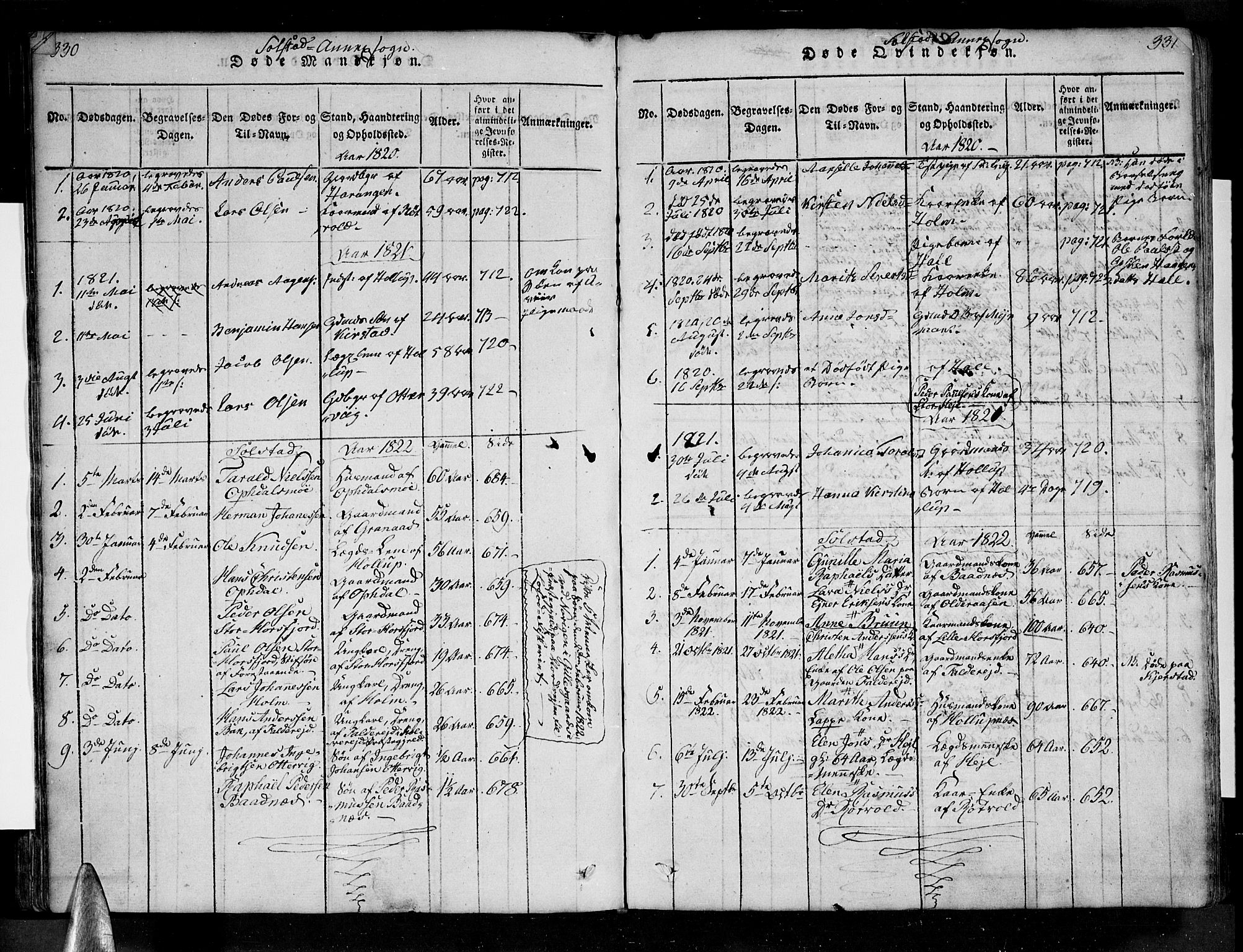Ministerialprotokoller, klokkerbøker og fødselsregistre - Nordland, AV/SAT-A-1459/810/L0143: Parish register (official) no. 810A06 /2, 1820-1841, p. 330-331