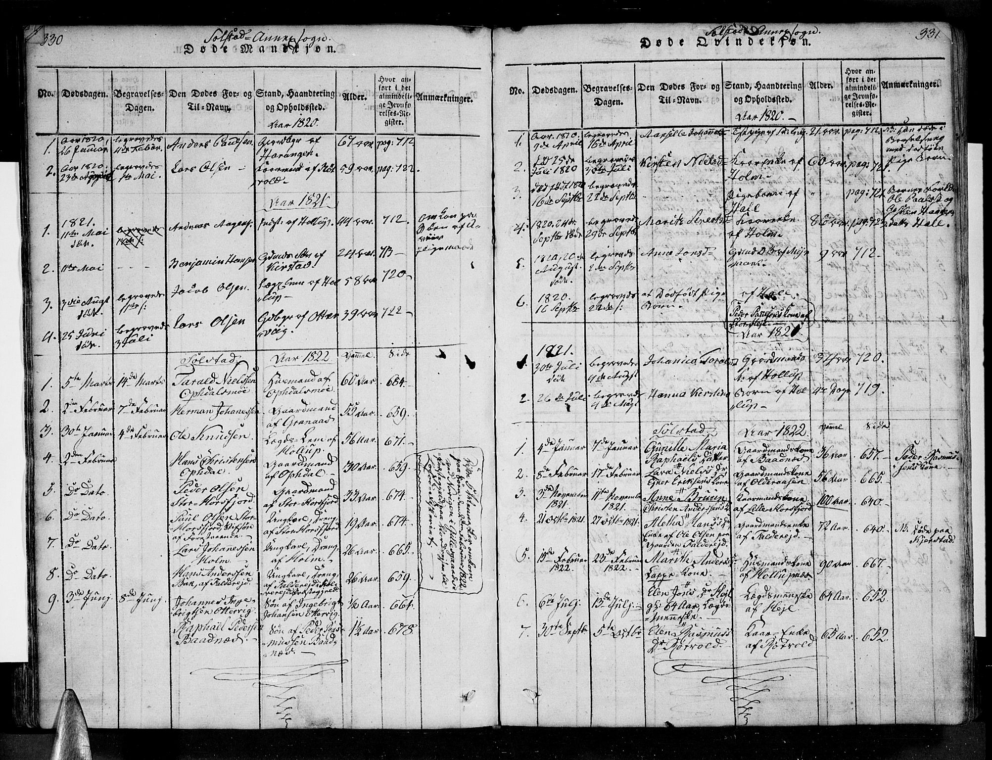 Ministerialprotokoller, klokkerbøker og fødselsregistre - Nordland, AV/SAT-A-1459/810/L0143: Parish register (official) no. 810A06 /2, 1820-1841, p. 330-331