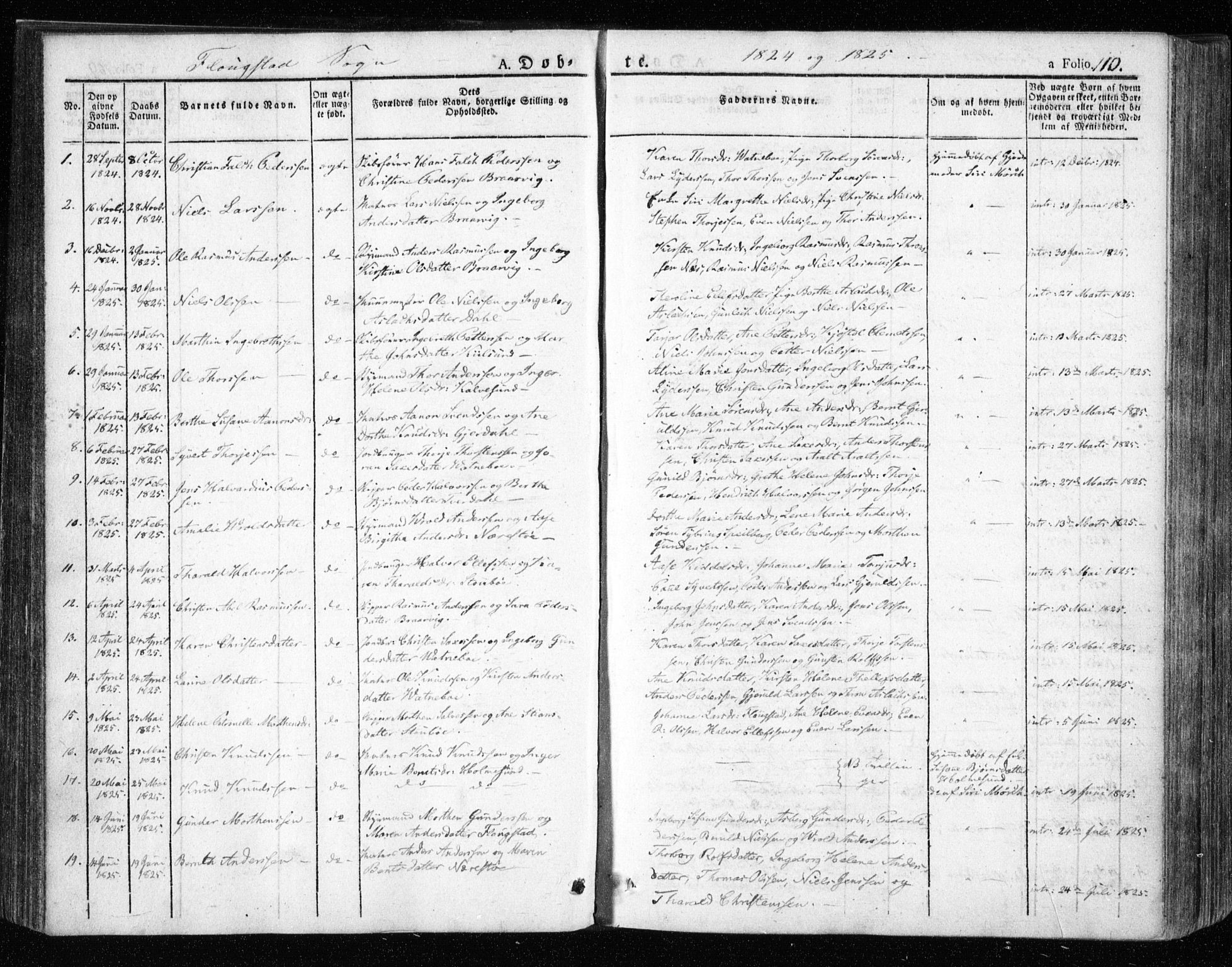 Dypvåg sokneprestkontor, SAK/1111-0007/F/Fa/Faa/L0004: Parish register (official) no. A 4, 1824-1840, p. 110