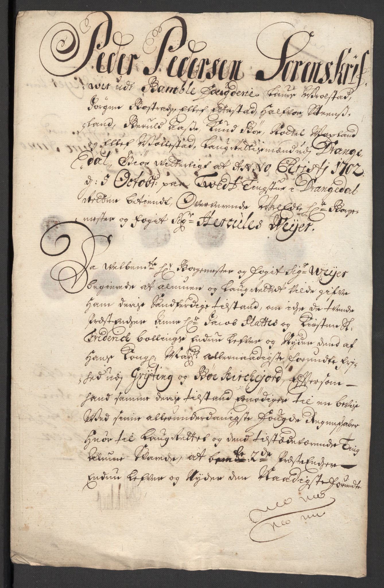 Rentekammeret inntil 1814, Reviderte regnskaper, Fogderegnskap, AV/RA-EA-4092/R36/L2107: Fogderegnskap Øvre og Nedre Telemark og Bamble, 1702, p. 349