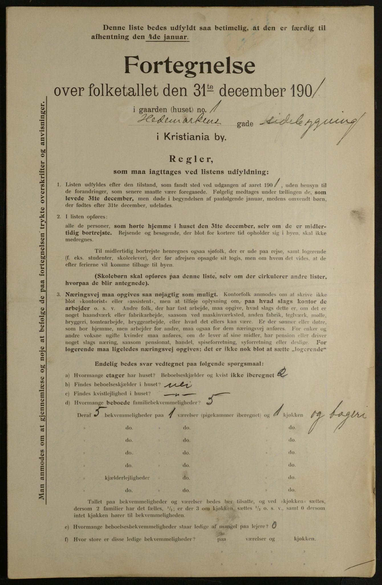 OBA, Municipal Census 1901 for Kristiania, 1901, p. 5703