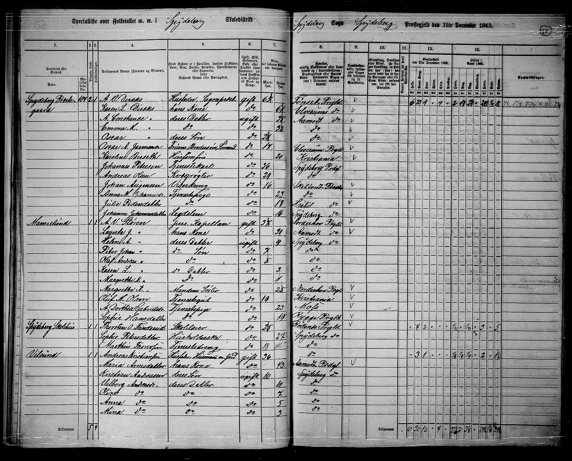 RA, 1865 census for Spydeberg, 1865, p. 24