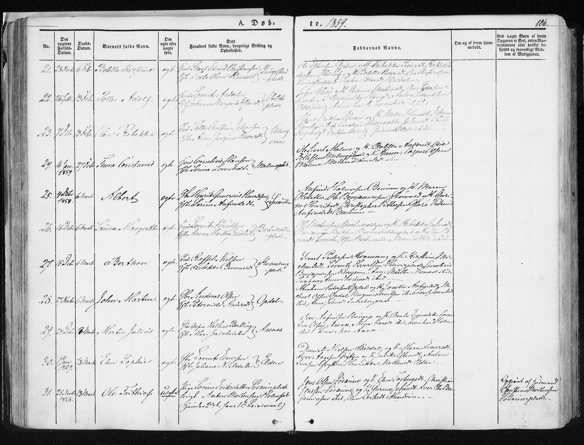 Ministerialprotokoller, klokkerbøker og fødselsregistre - Nord-Trøndelag, SAT/A-1458/741/L0393: Parish register (official) no. 741A07, 1849-1863, p. 106