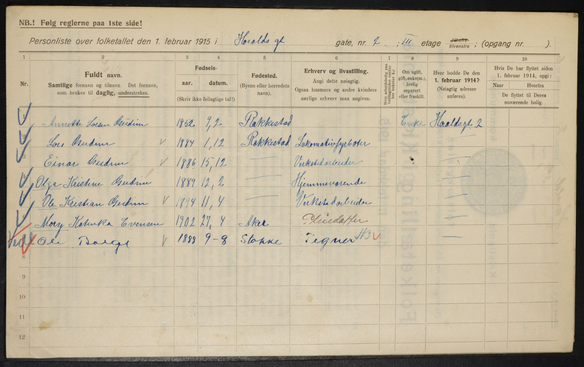 OBA, Municipal Census 1915 for Kristiania, 1915, p. 34656