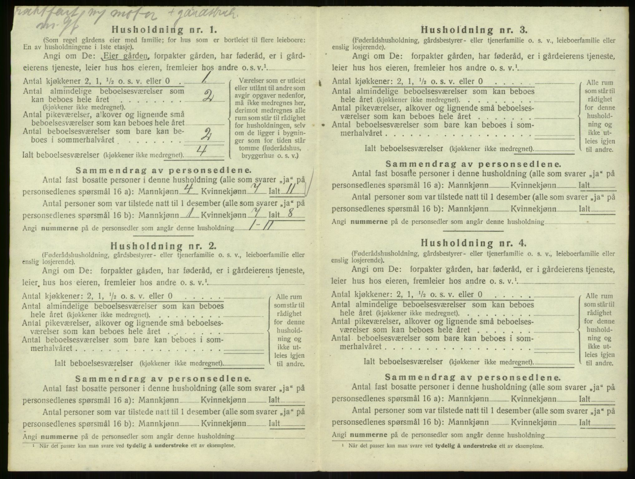 SAB, 1920 census for Bruvik, 1920, p. 851