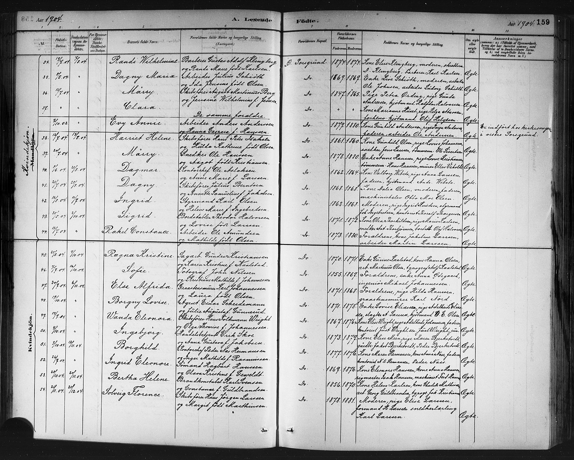 Porsgrunn kirkebøker , AV/SAKO-A-104/G/Gb/L0005: Parish register (copy) no. II 5, 1883-1915, p. 159