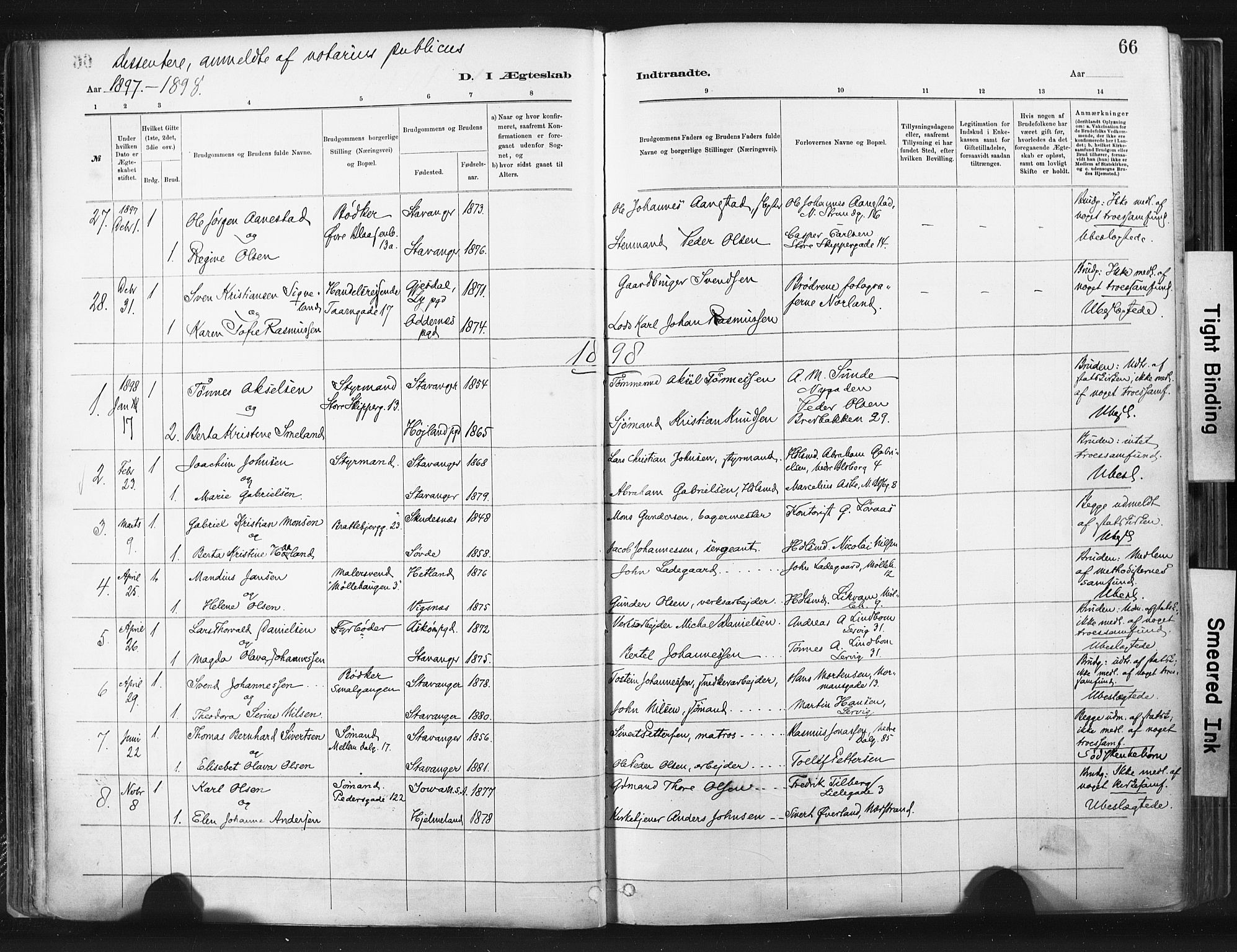 St. Johannes sokneprestkontor, SAST/A-101814/001/30/30BA/L0003: Parish register (official) no. A 3, 1885-1910, p. 66