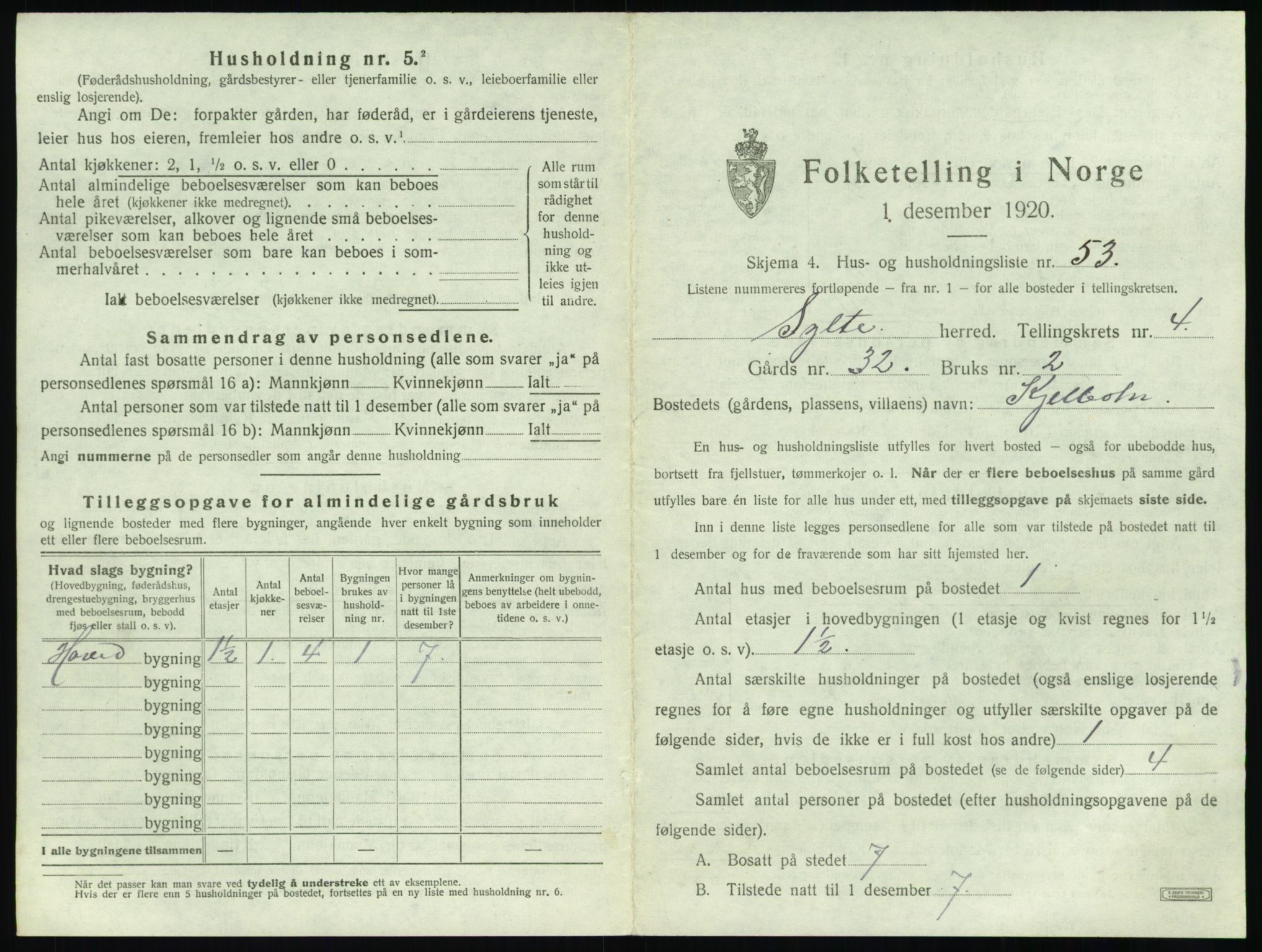 SAT, 1920 census for Sylte, 1920, p. 555