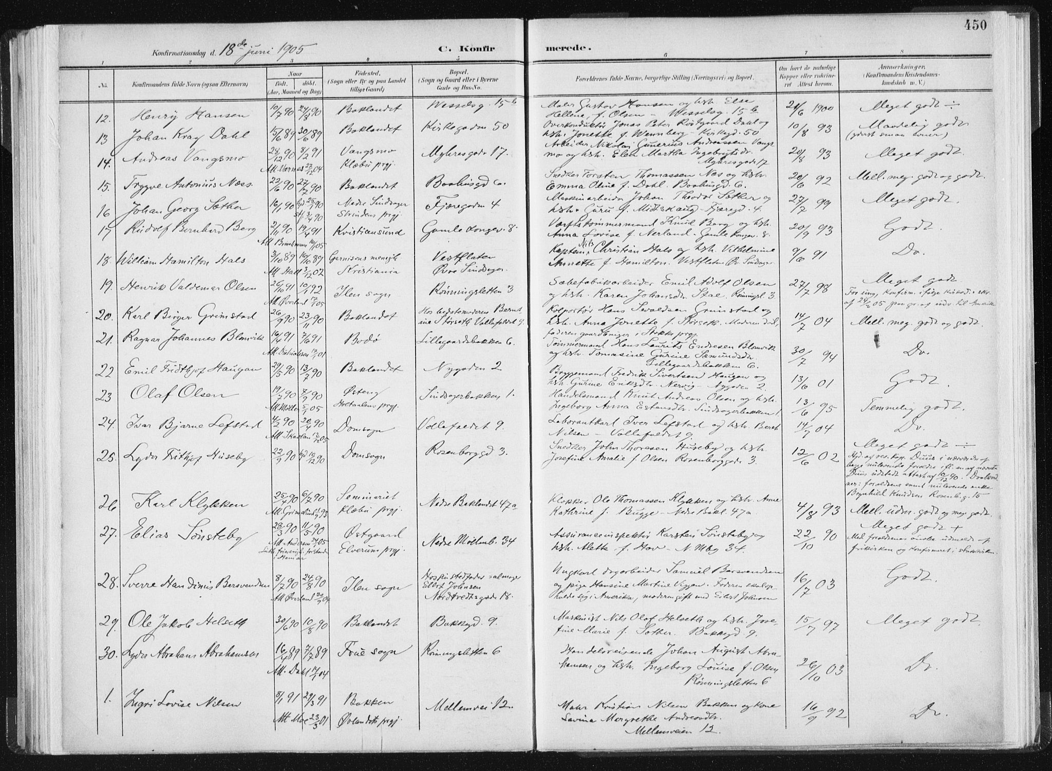 Ministerialprotokoller, klokkerbøker og fødselsregistre - Sør-Trøndelag, AV/SAT-A-1456/604/L0200: Parish register (official) no. 604A20II, 1901-1908, p. 450