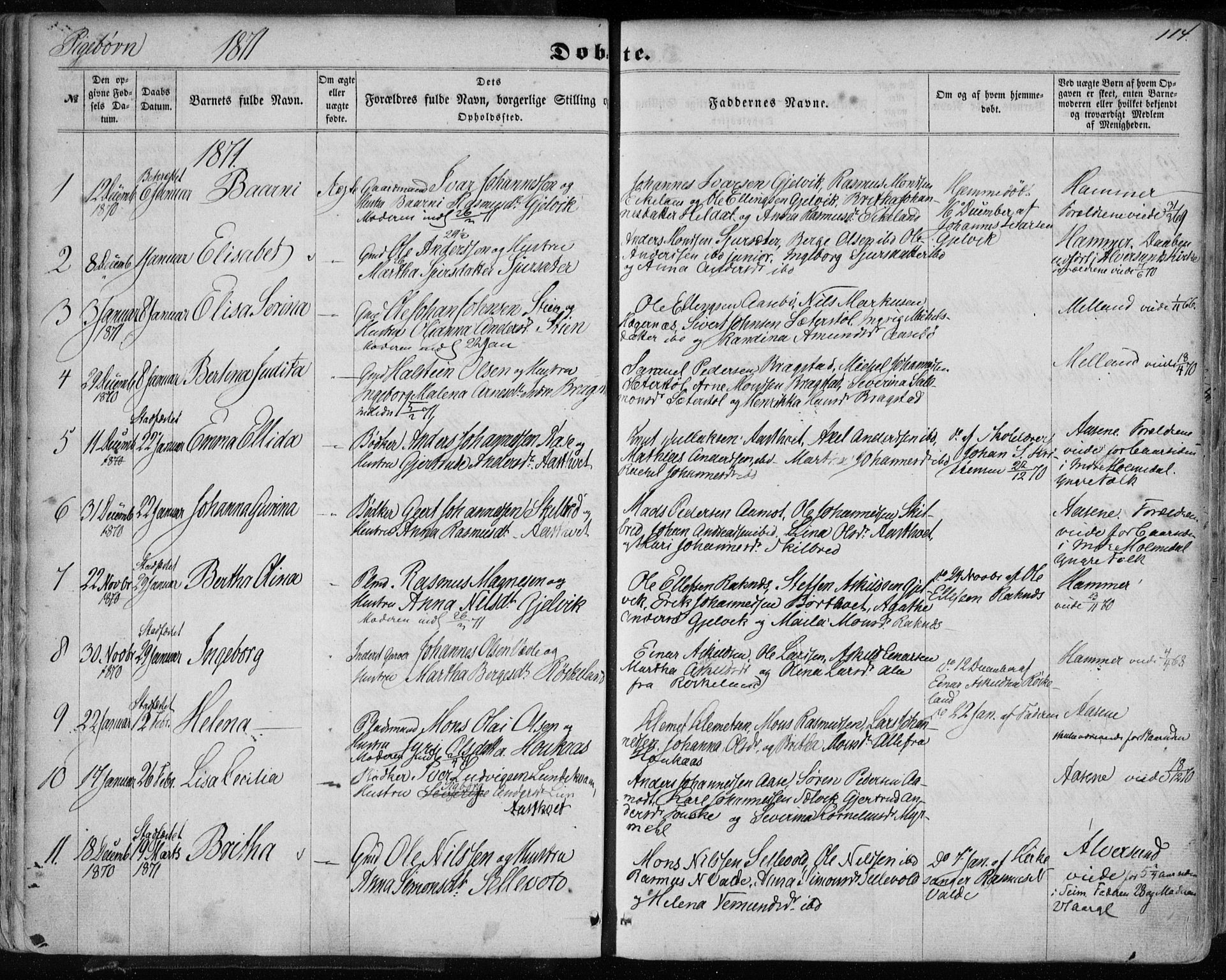 Hamre sokneprestembete, SAB/A-75501/H/Ha/Haa/Haaa/L0014: Parish register (official) no. A 14, 1858-1872, p. 114