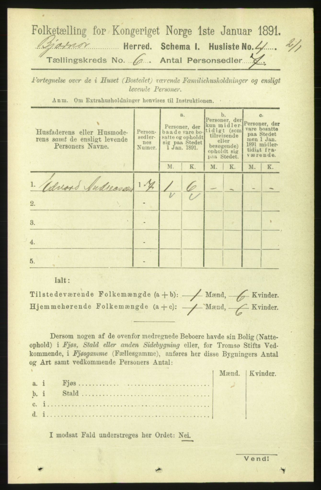 RA, 1891 census for 1632 Bjørnør, 1891, p. 2530
