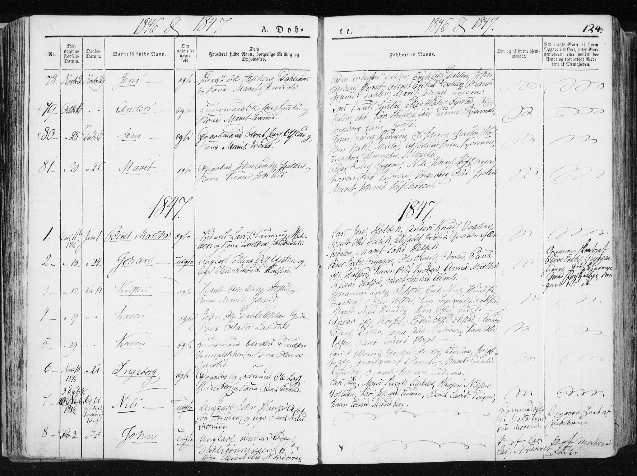 Ministerialprotokoller, klokkerbøker og fødselsregistre - Sør-Trøndelag, SAT/A-1456/665/L0771: Parish register (official) no. 665A06, 1830-1856, p. 124