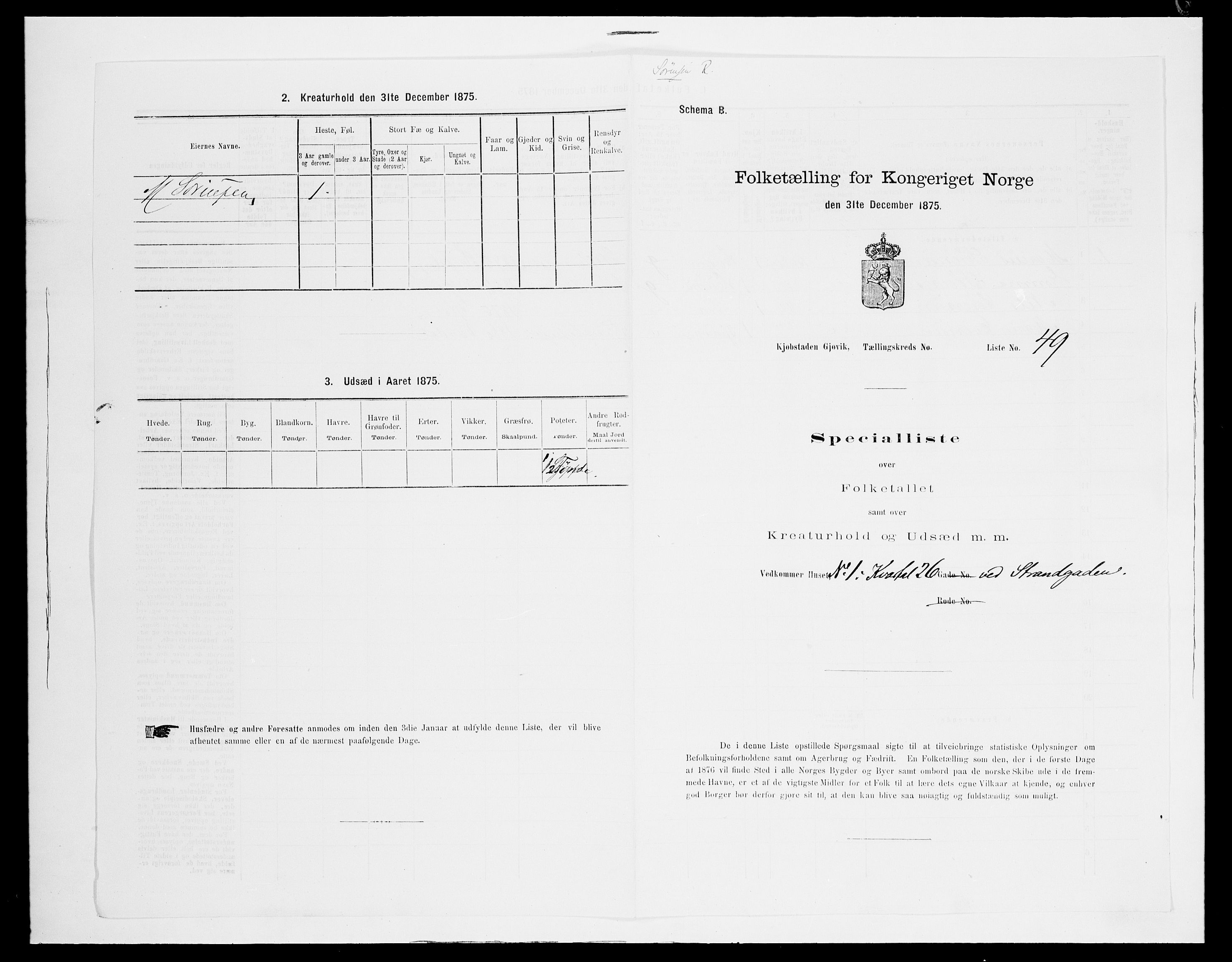 SAH, 1875 census for 0502B Vardal/Gjøvik, 1875, p. 140