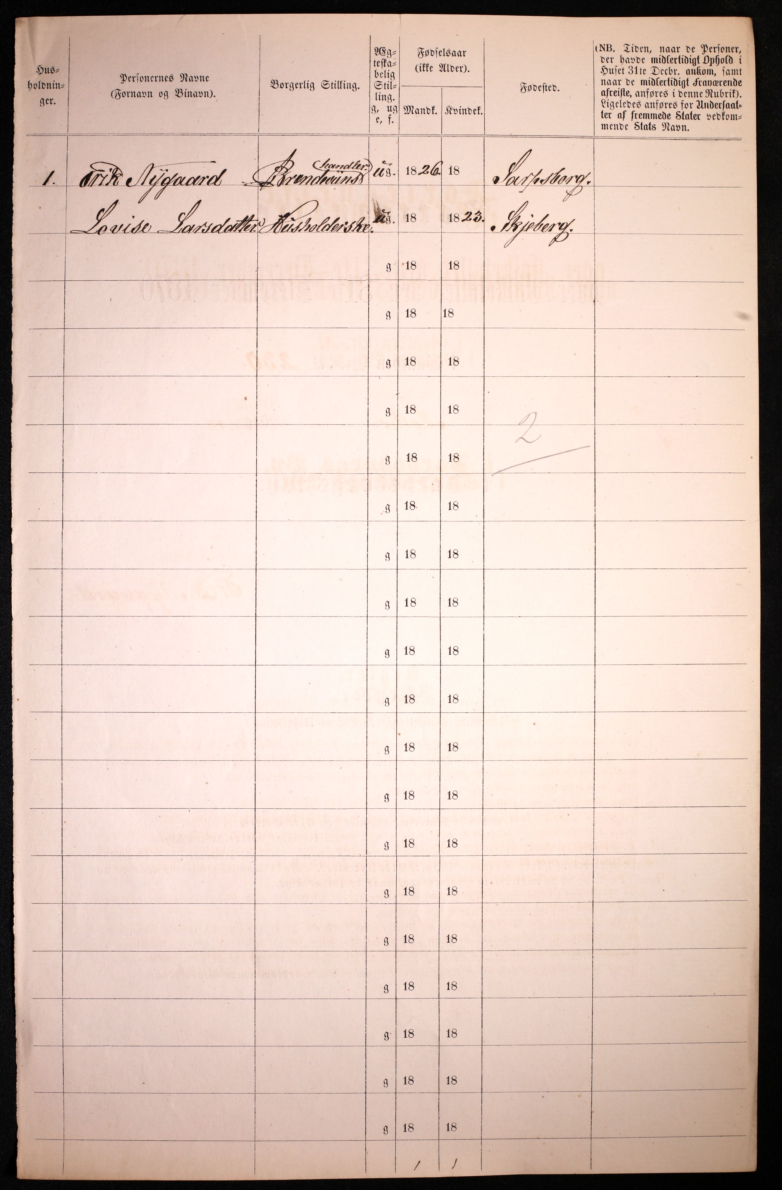 RA, 1870 census for 0102 Sarpsborg, 1870, p. 154