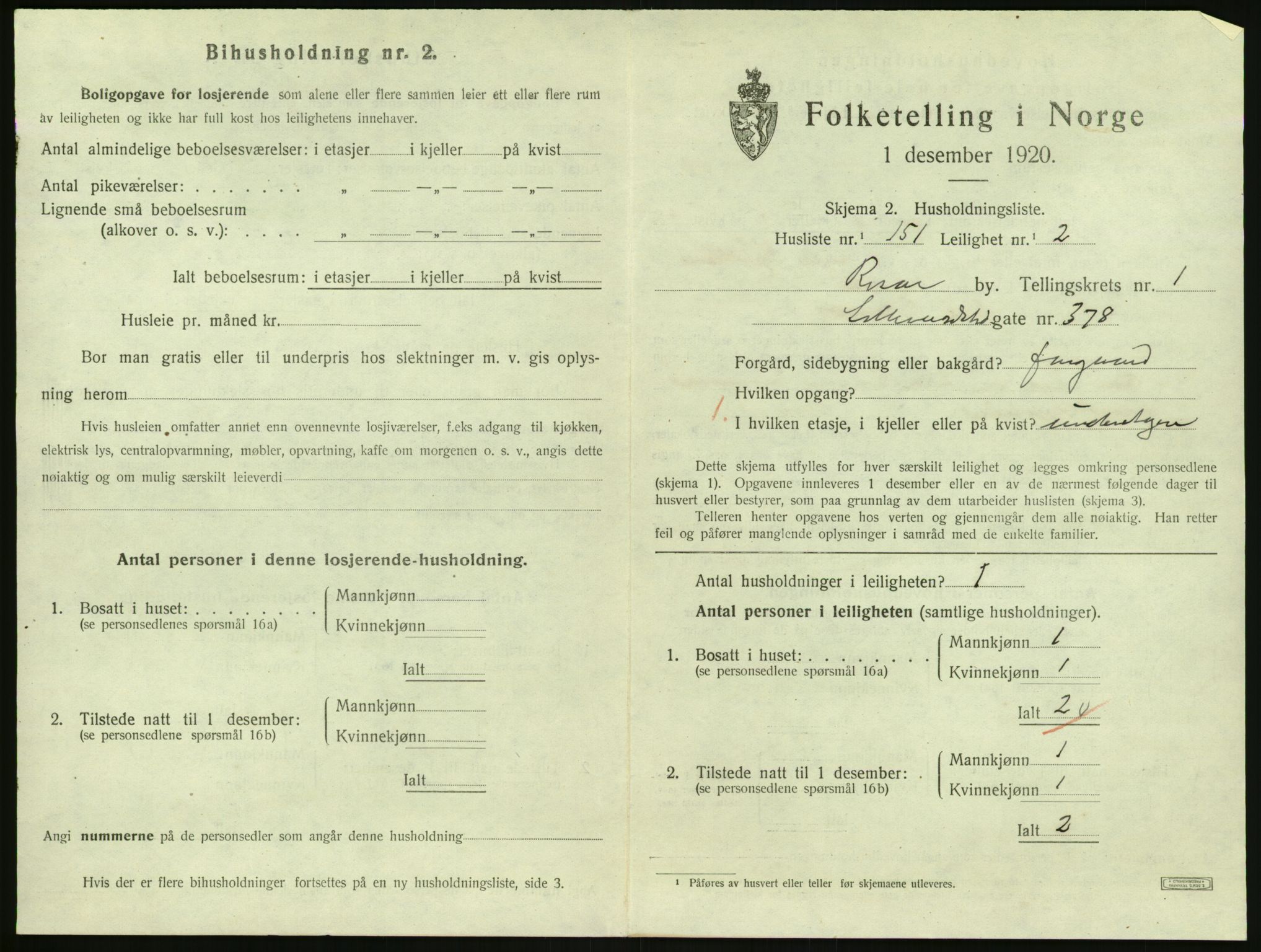 SAK, 1920 census for Risør, 1920, p. 1717