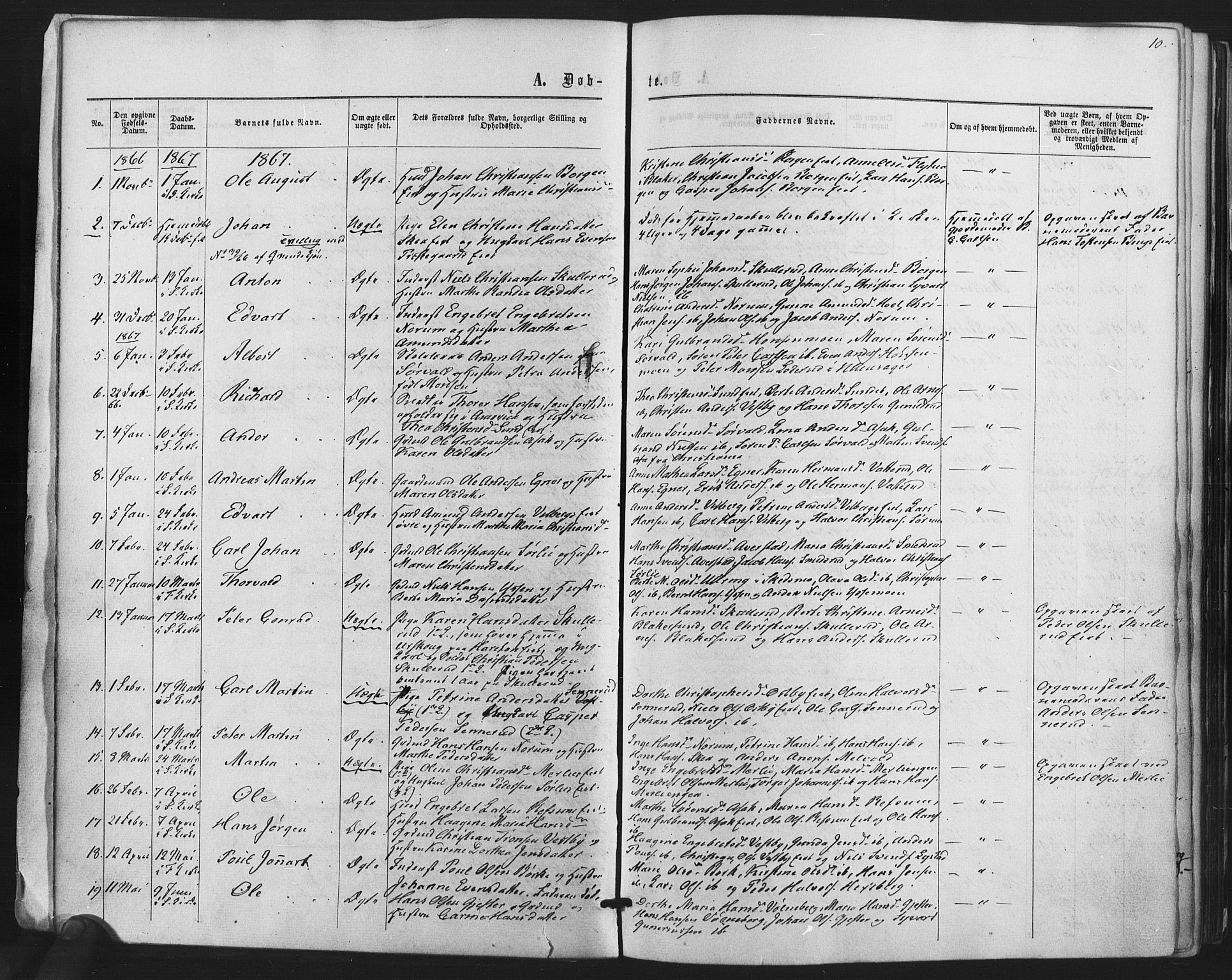 Sørum prestekontor Kirkebøker, SAO/A-10303/F/Fa/L0006: Parish register (official) no. I 6, 1864-1877, p. 10