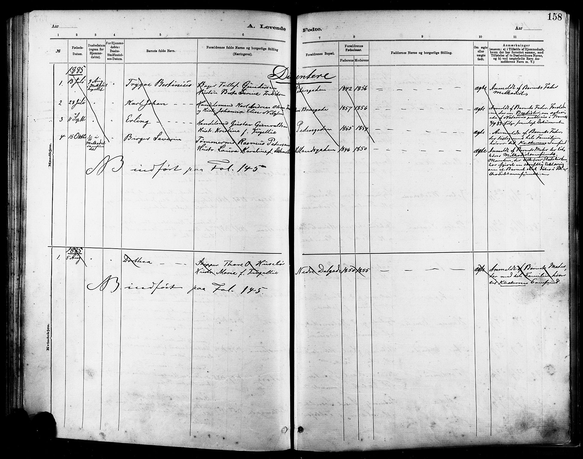 St. Johannes sokneprestkontor, SAST/A-101814/001/30/30BA/L0001: Parish register (official) no. A 1, 1885-1891, p. 158