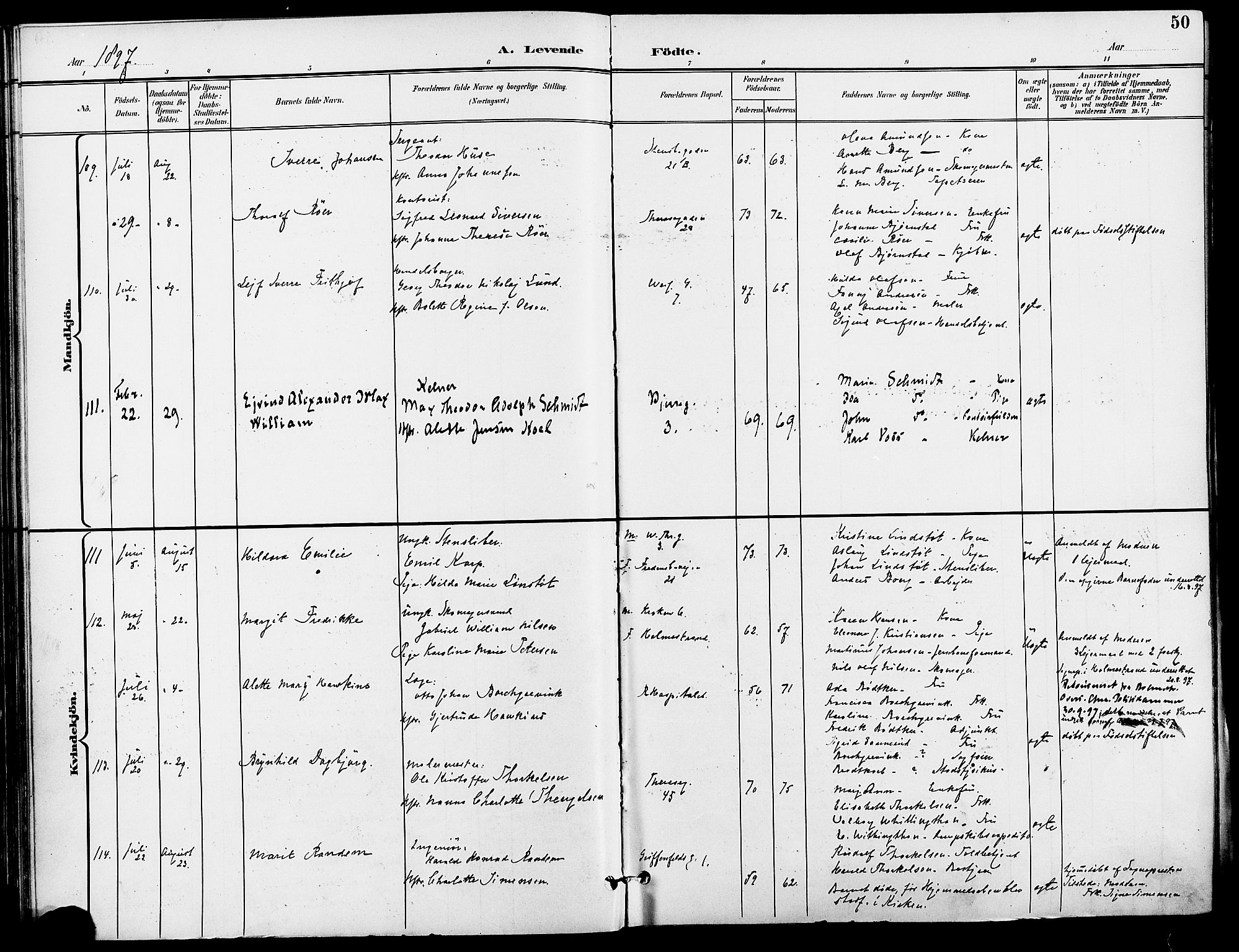 Gamle Aker prestekontor Kirkebøker, SAO/A-10617a/F/L0011: Parish register (official) no. 11, 1896-1901, p. 50