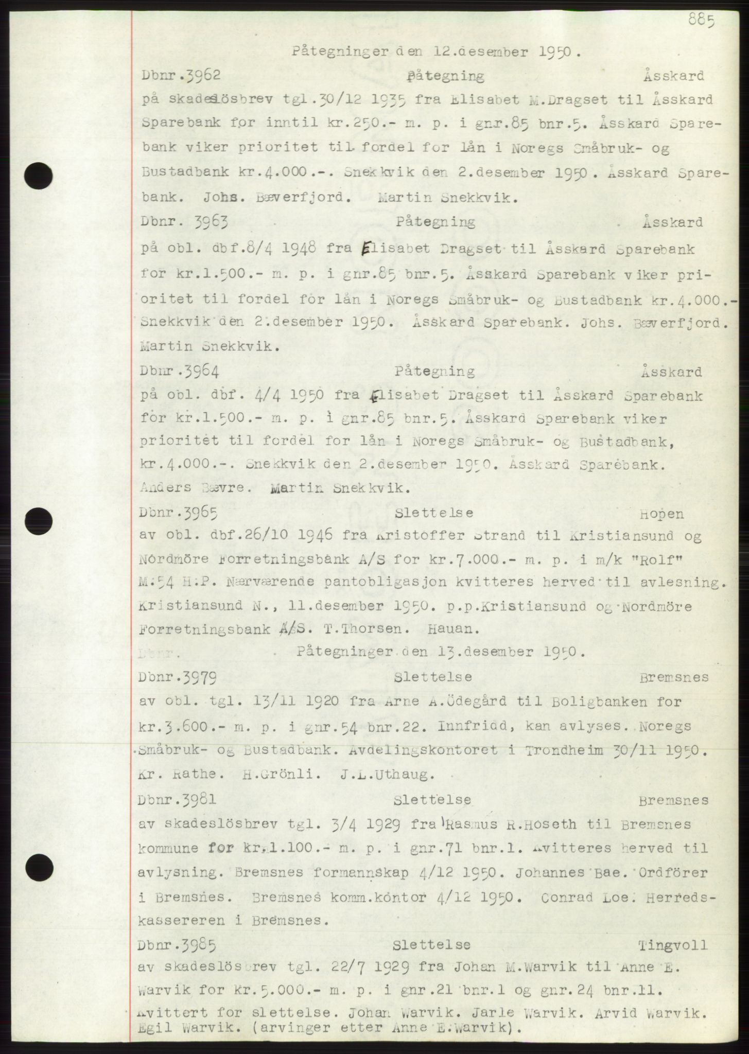 Nordmøre sorenskriveri, SAT/A-4132/1/2/2Ca: Mortgage book no. C82b, 1946-1951, Diary no: : 3962/1950