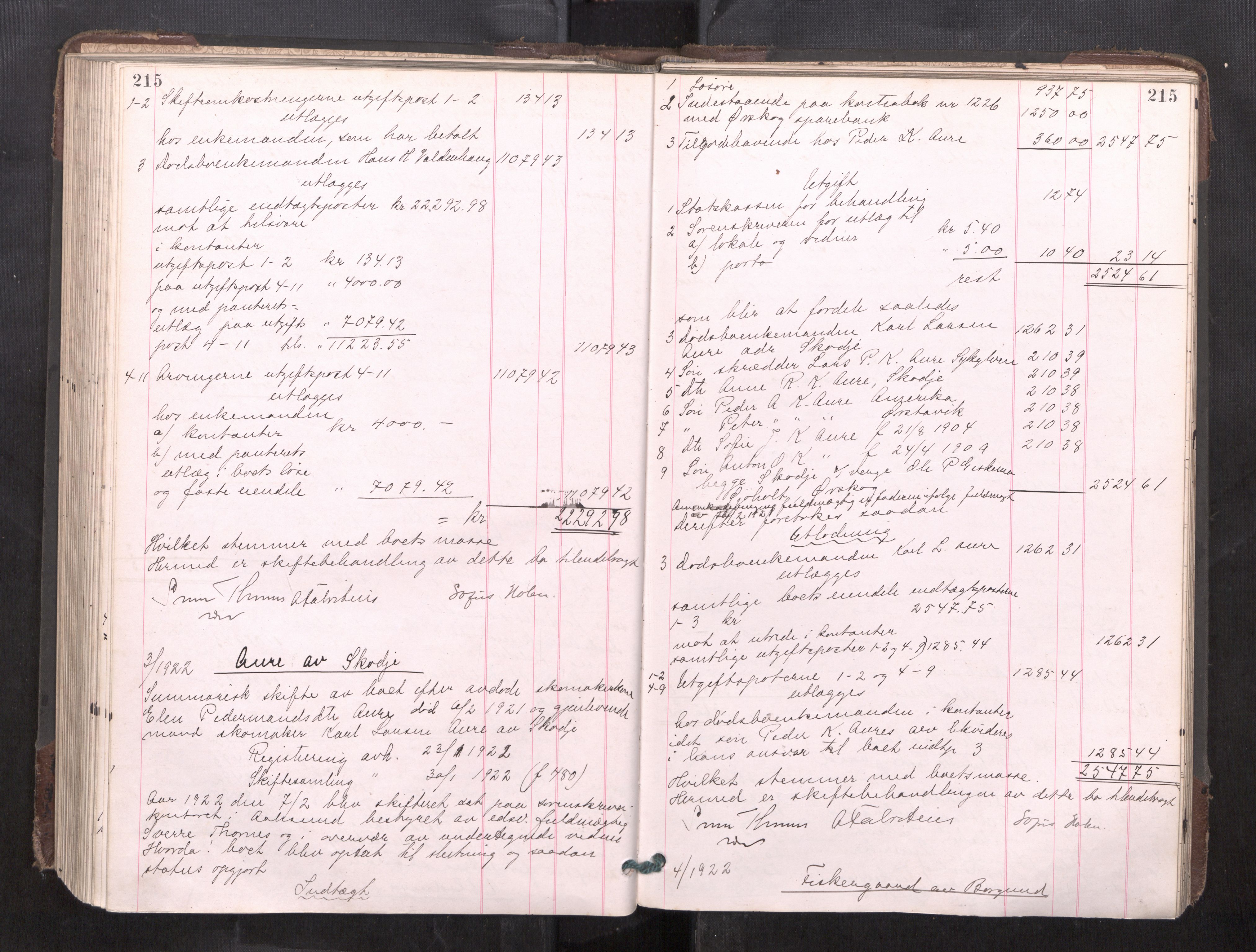 Nordre Sunnmøre sorenskriveri, AV/SAT-A-0006/1/3/3A/L0026: Skiftesluttningsprotokoll 7, 1918-1923, p. 215