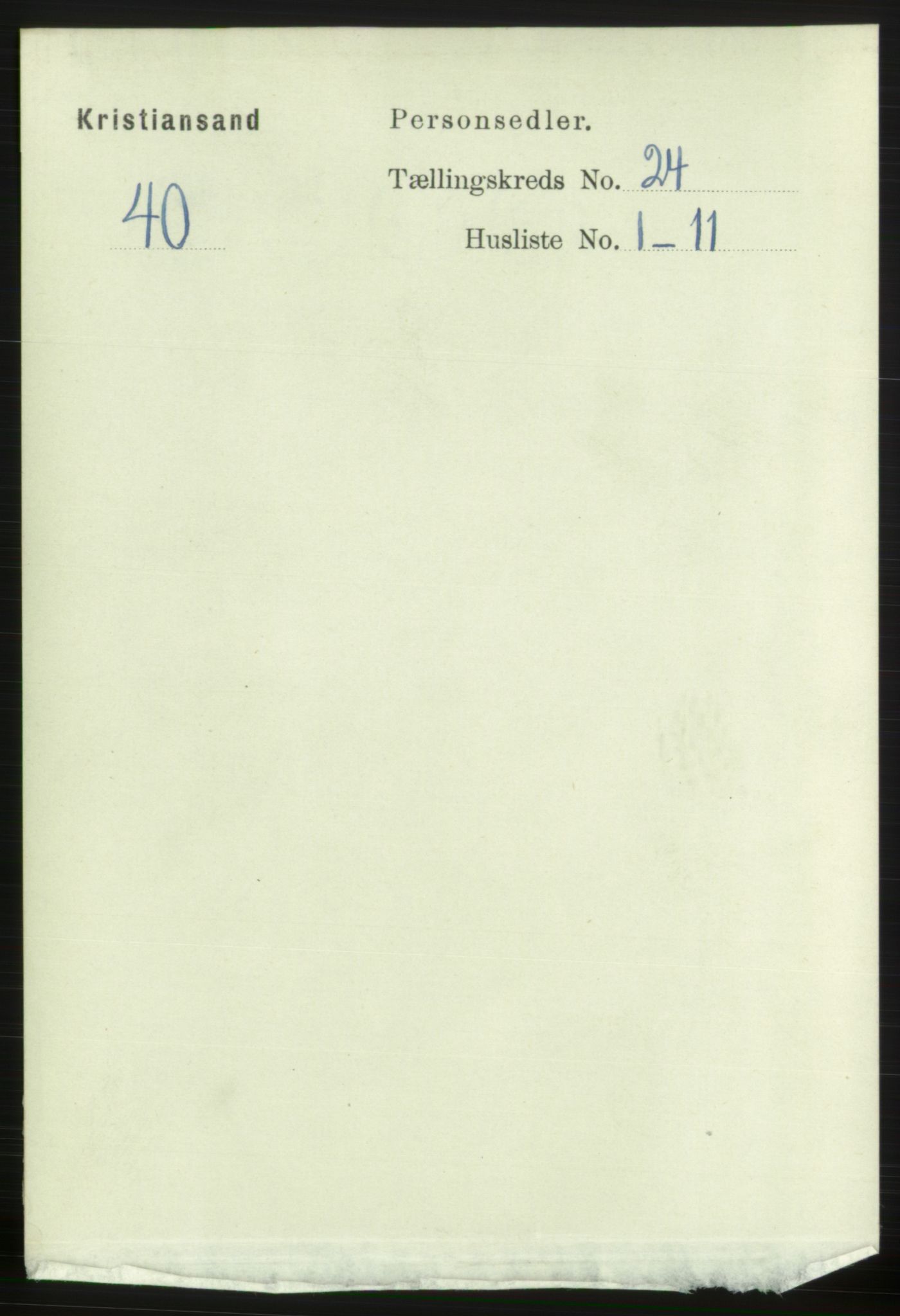 RA, 1891 census for 1001 Kristiansand, 1891, p. 8543