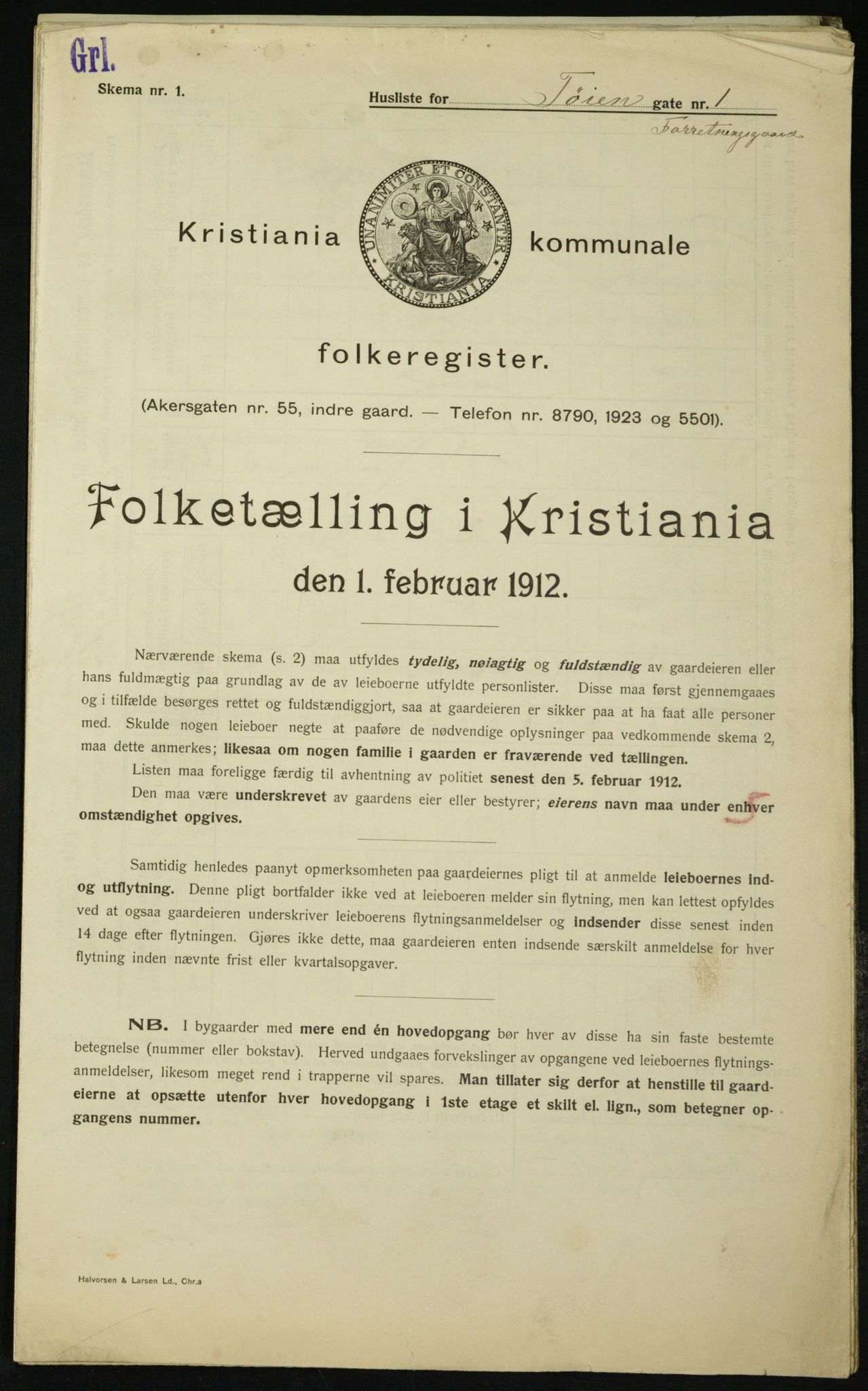 OBA, Municipal Census 1912 for Kristiania, 1912, p. 117521