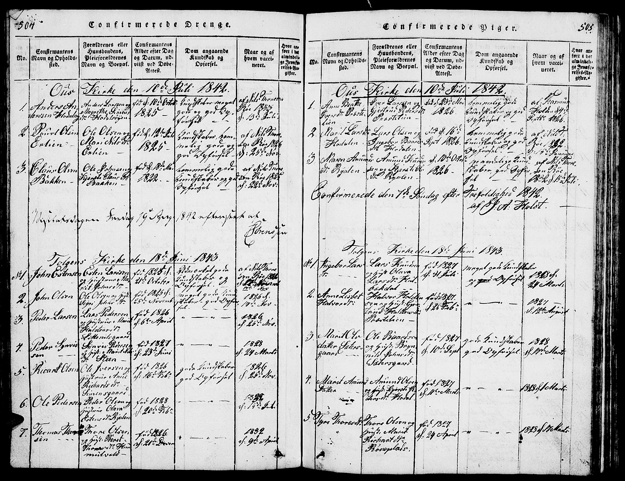 Tolga prestekontor, AV/SAH-PREST-062/L/L0001: Parish register (copy) no. 1, 1814-1877, p. 504-505