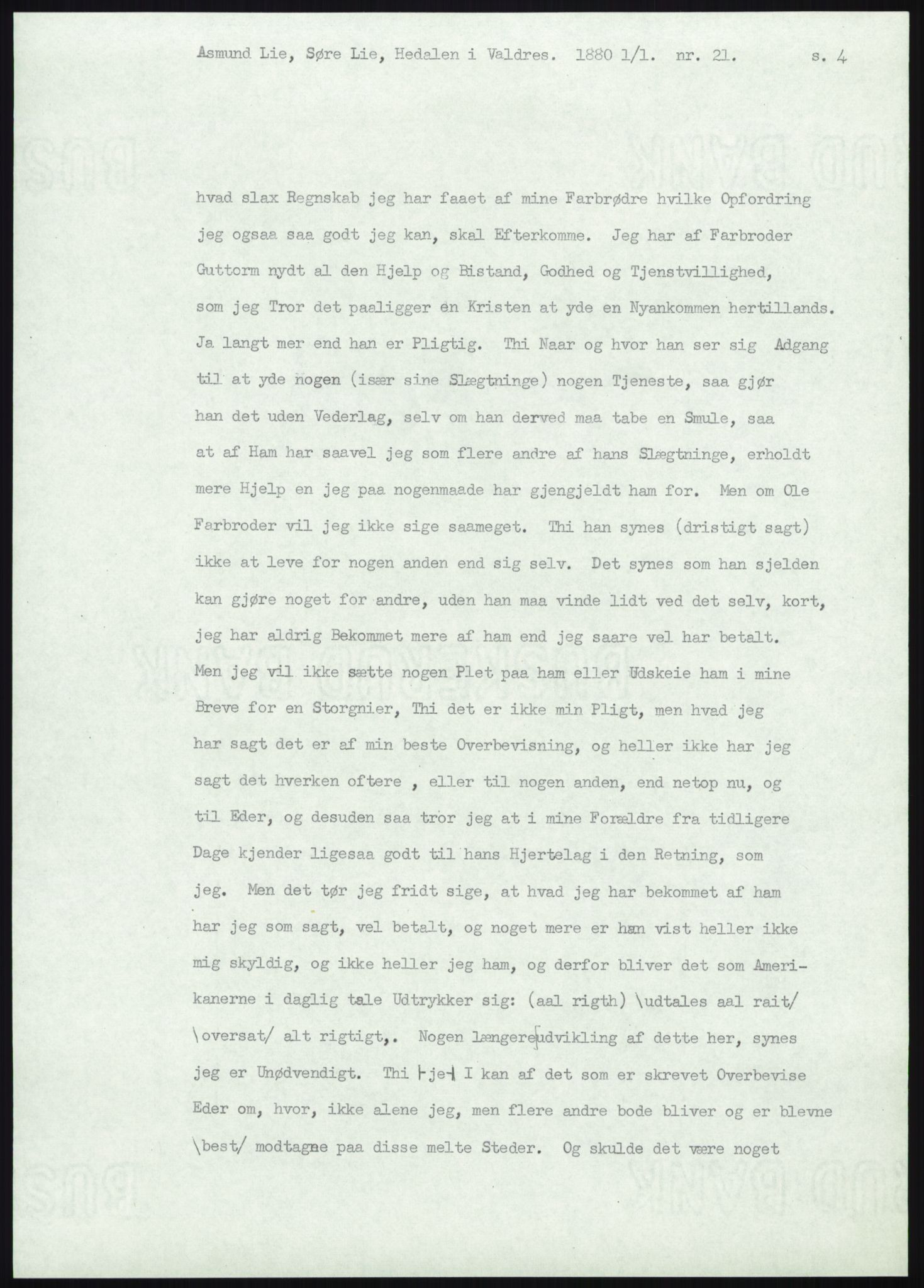 Samlinger til kildeutgivelse, Amerikabrevene, AV/RA-EA-4057/F/L0012: Innlån fra Oppland: Lie (brevnr 1-78), 1838-1914, p. 253