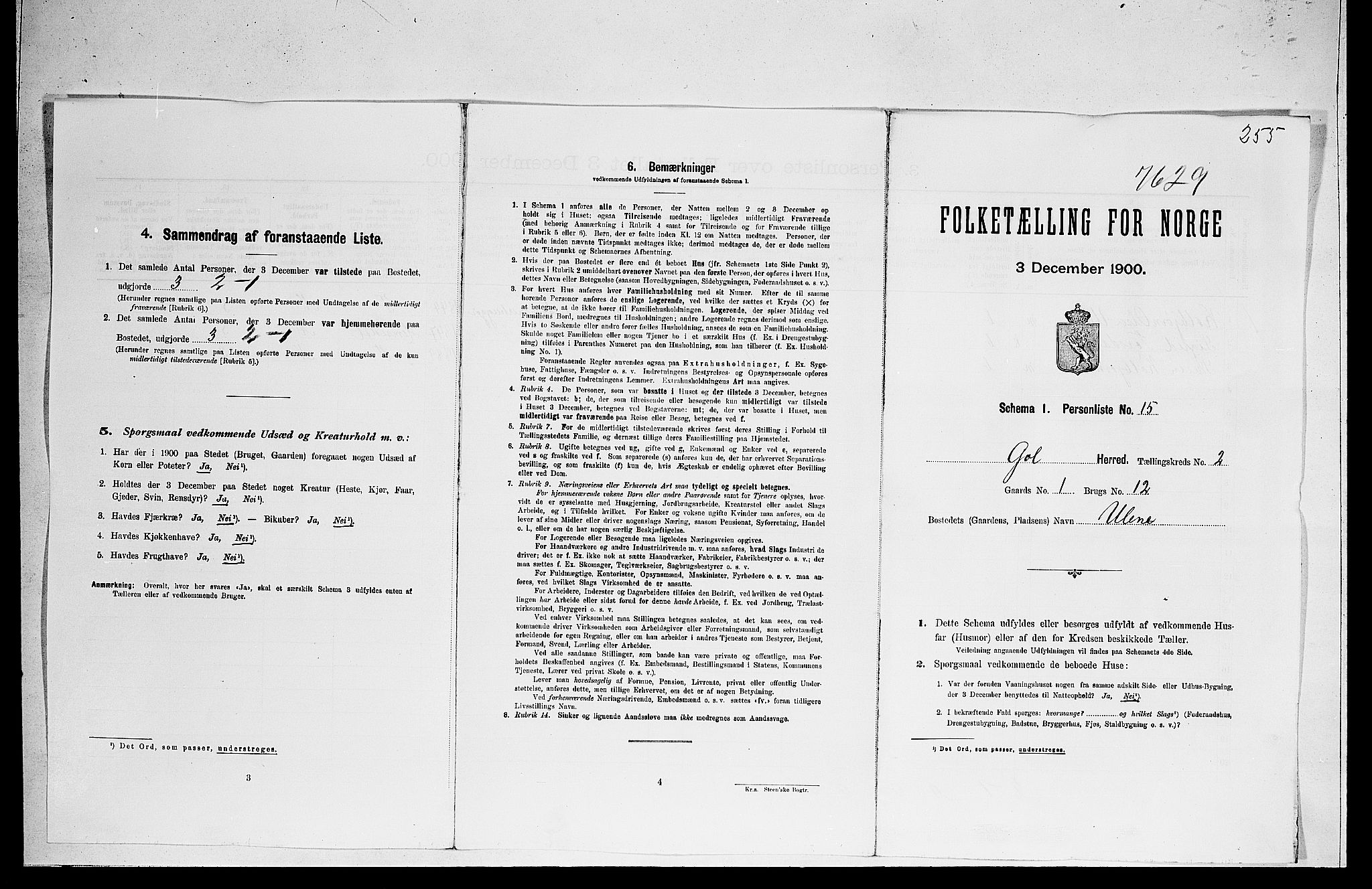 RA, 1900 census for Gol, 1900, p. 33