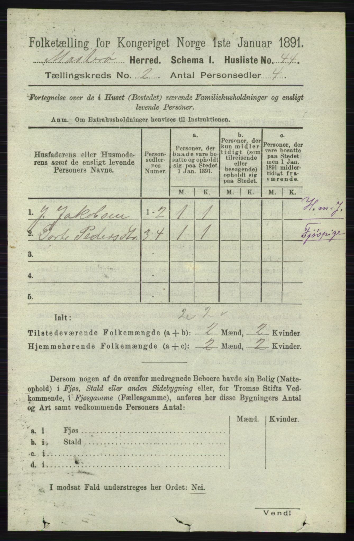 RA, 1891 census for 1143 Mosterøy, 1891, p. 613