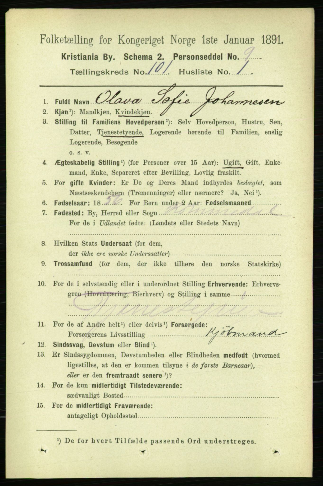 RA, 1891 census for 0301 Kristiania, 1891, p. 50014