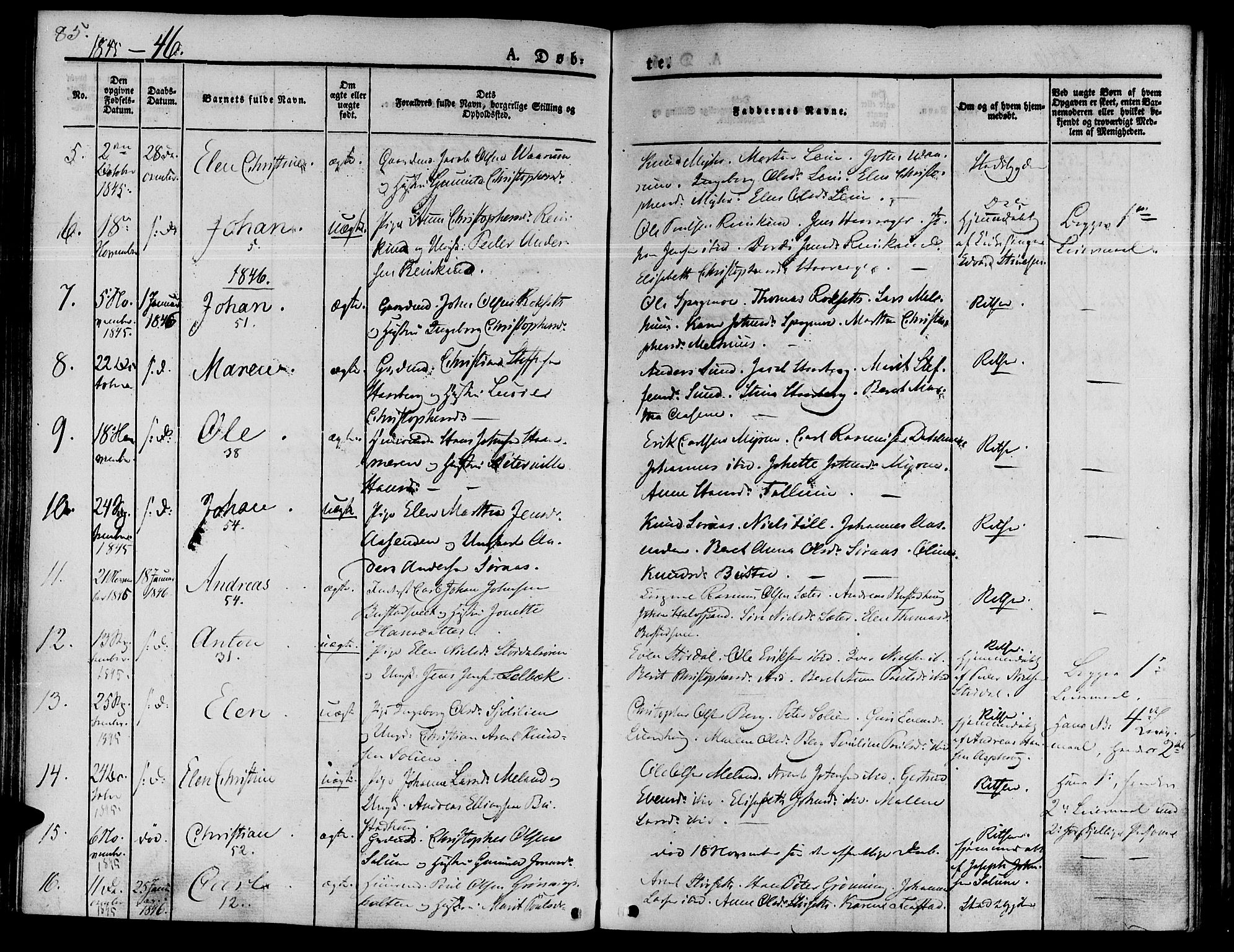 Ministerialprotokoller, klokkerbøker og fødselsregistre - Sør-Trøndelag, SAT/A-1456/646/L0610: Parish register (official) no. 646A08, 1837-1847, p. 85