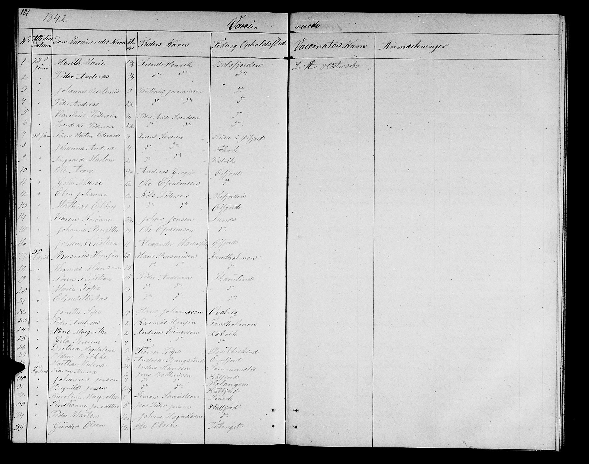 Lenvik sokneprestembete, SATØ/S-1310/H/Ha/Hab/L0019klokker: Parish register (copy) no. 19, 1837-1844, p. 101