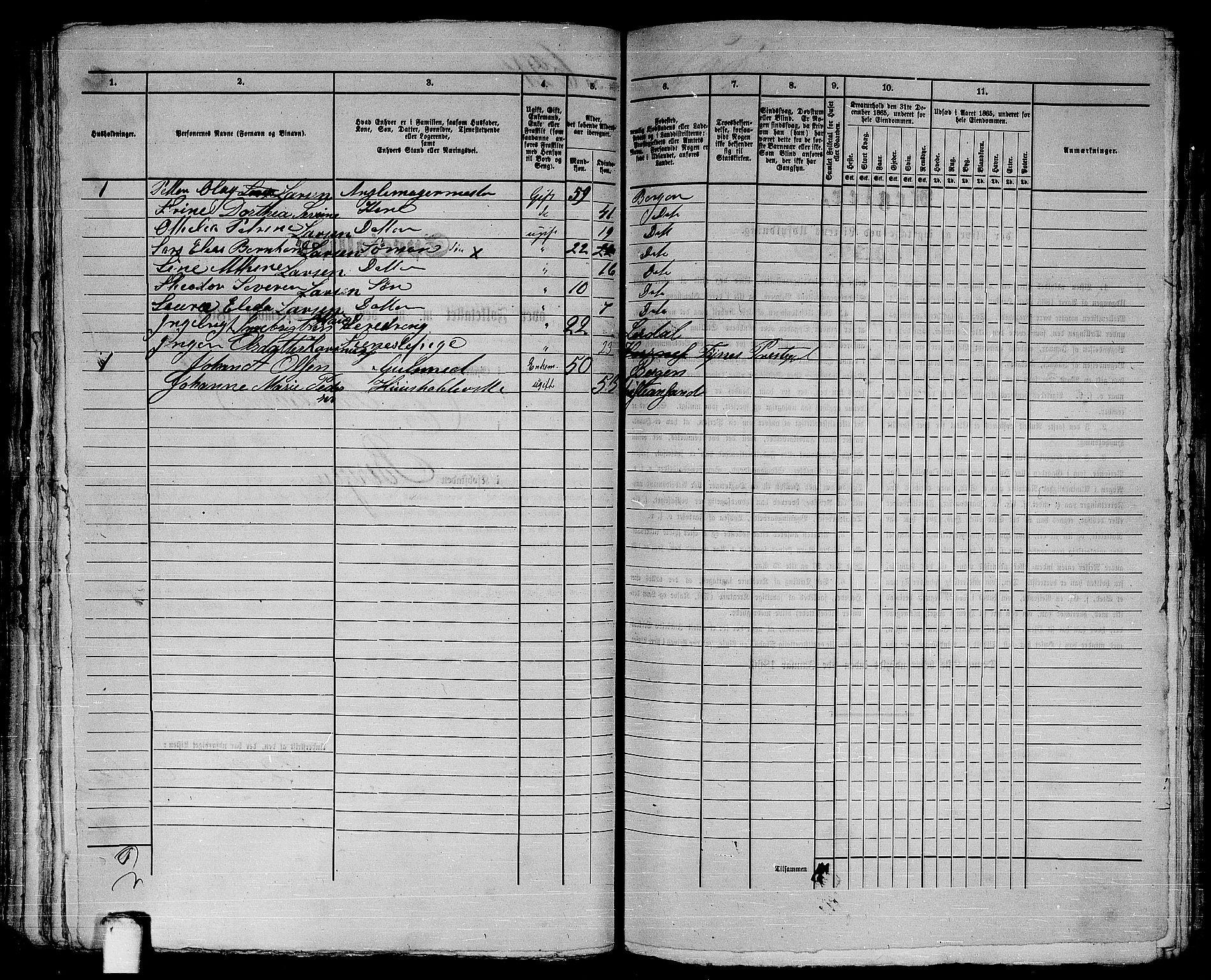 RA, 1865 census for Bergen, 1865, p. 1304