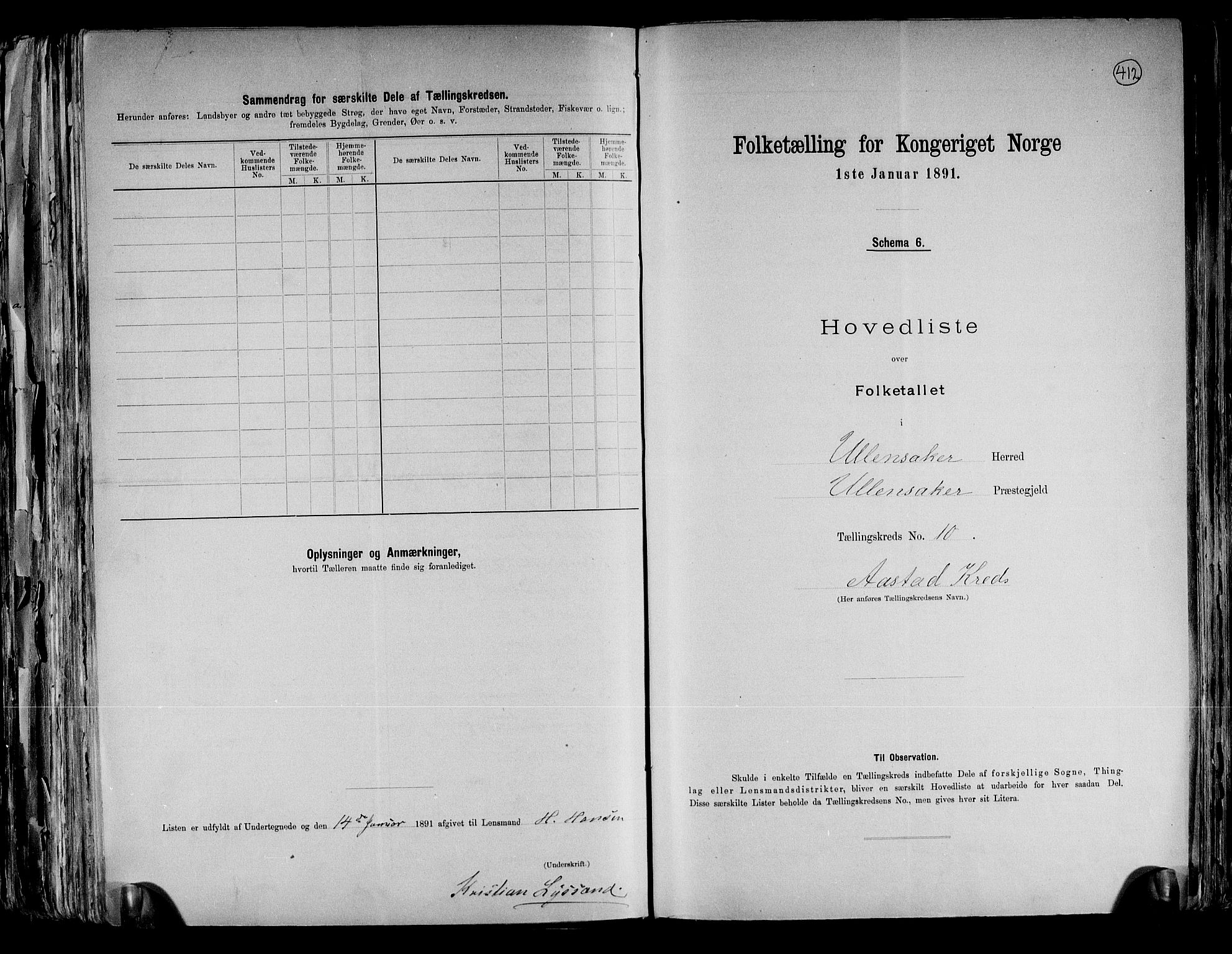 RA, 1891 census for 0235 Ullensaker, 1891, p. 23