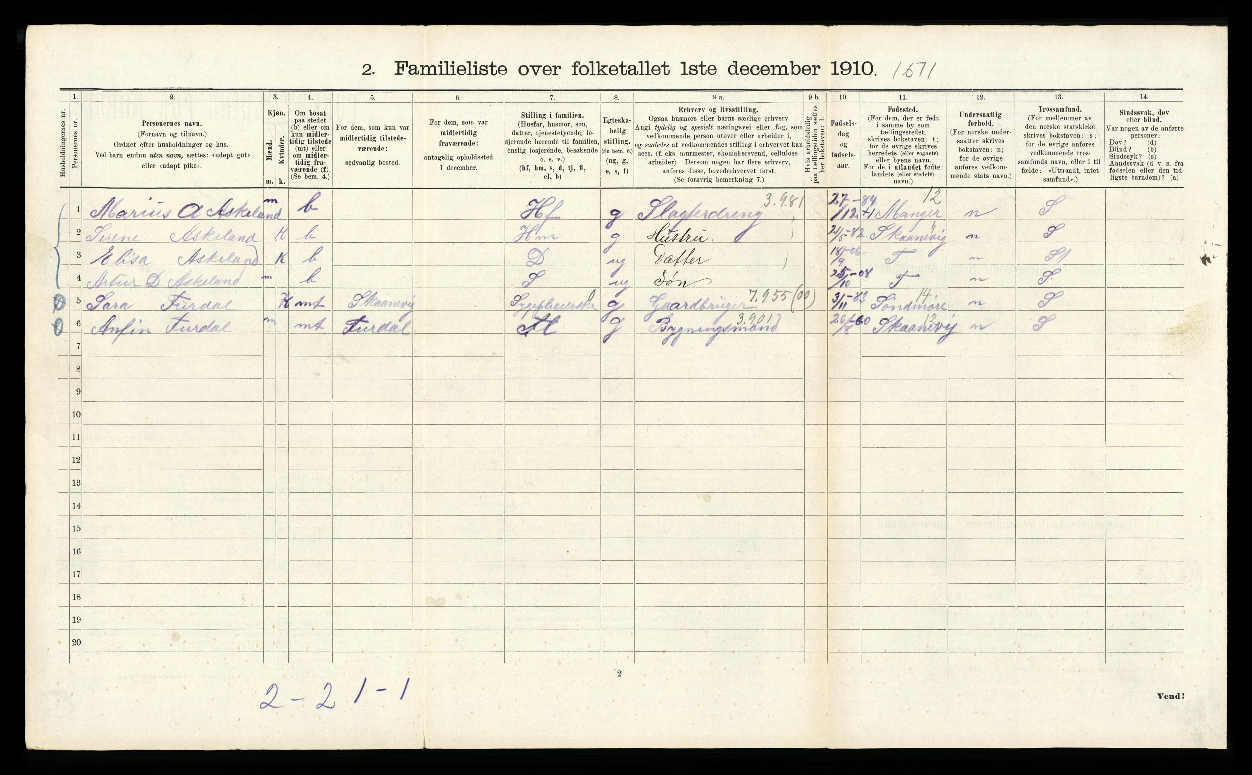 RA, 1910 census for Bergen, 1910, p. 16108