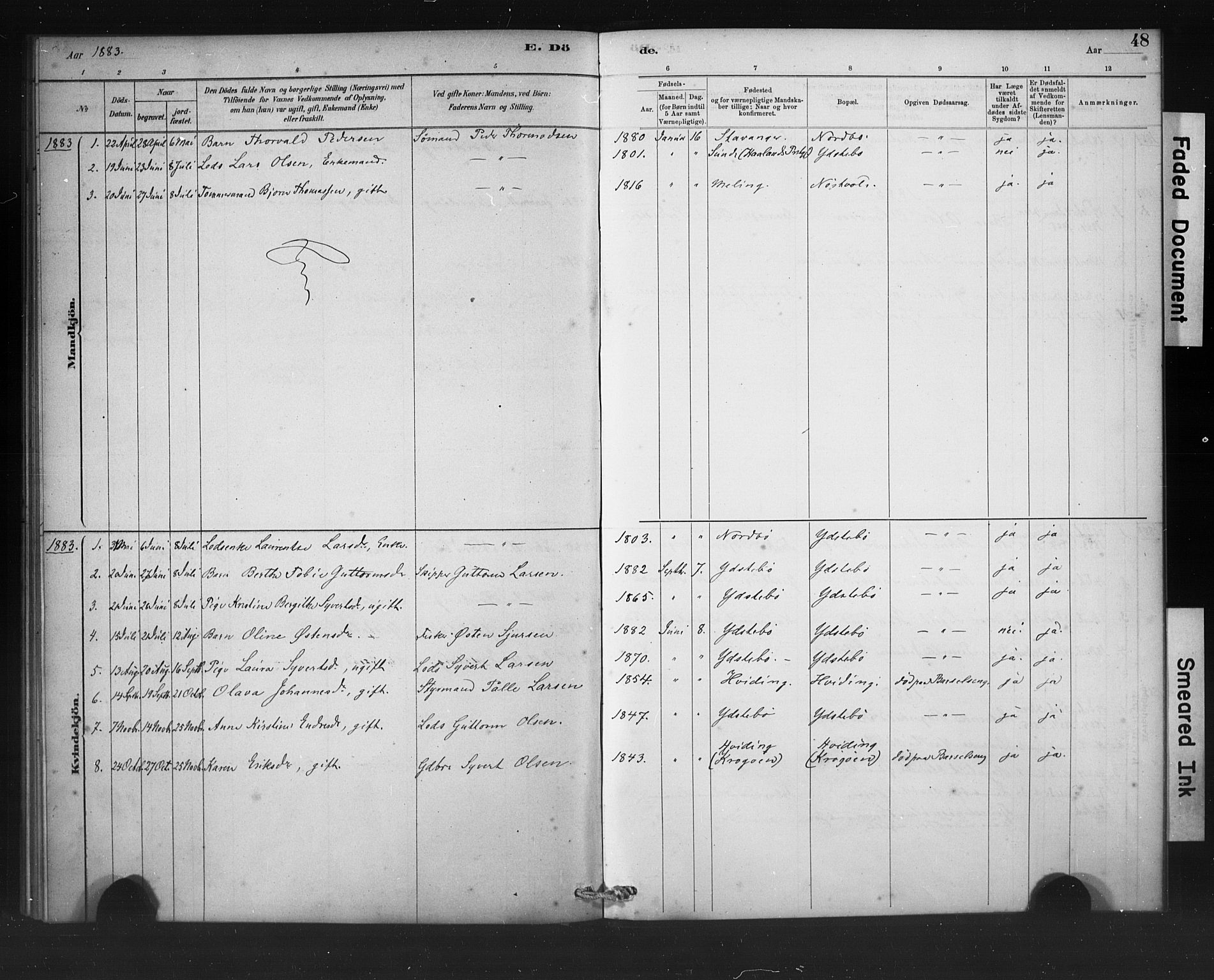 Rennesøy sokneprestkontor, SAST/A -101827/H/Ha/Haa/L0011: Parish register (official) no. A 11, 1878-1887, p. 48