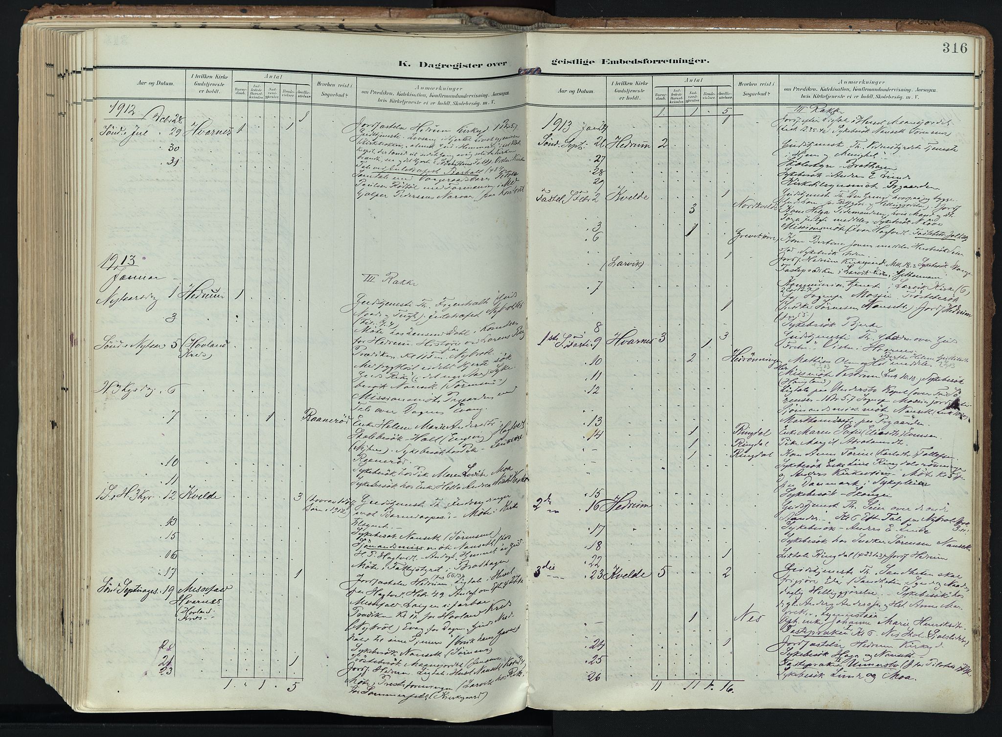 Hedrum kirkebøker, SAKO/A-344/F/Fa/L0010: Parish register (official) no. I 10, 1904-1918, p. 316