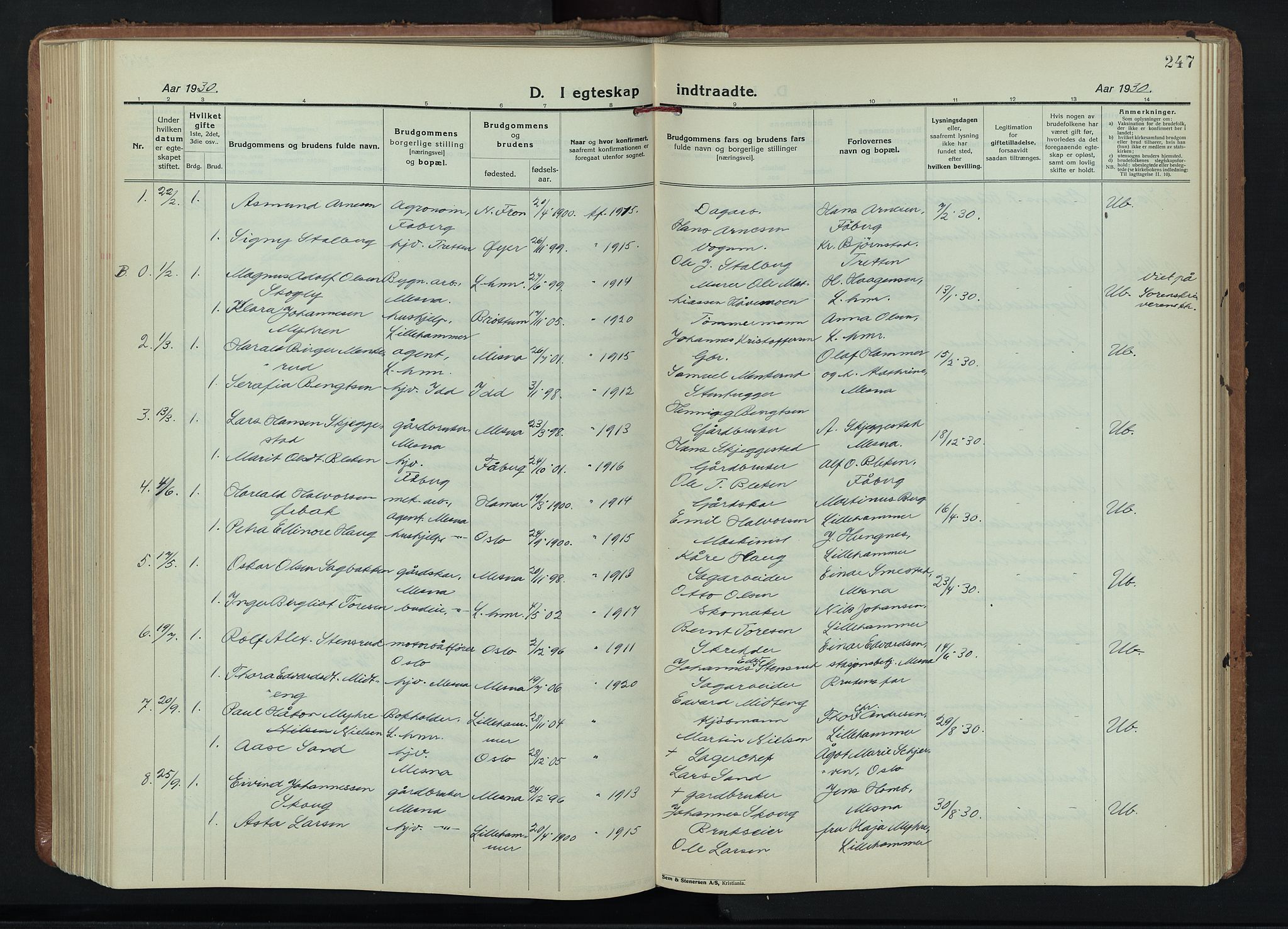 Fåberg prestekontor, SAH/PREST-086/H/Ha/Hab/L0015: Parish register (copy) no. 15, 1924-1949, p. 247