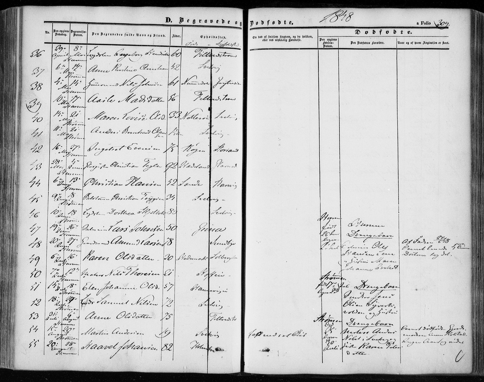 Hurum kirkebøker, SAKO/A-229/F/Fa/L0011: Parish register (official) no. 11, 1847-1860, p. 309