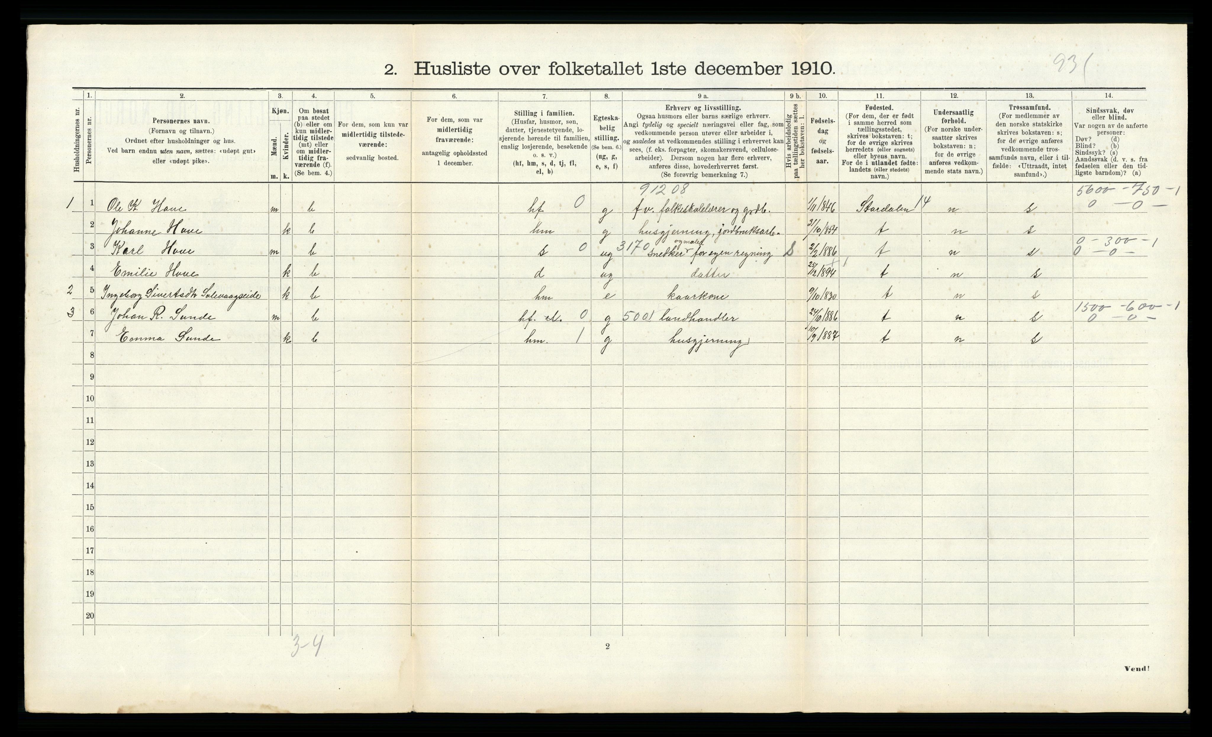 RA, 1910 census for Borgund, 1910, p. 890