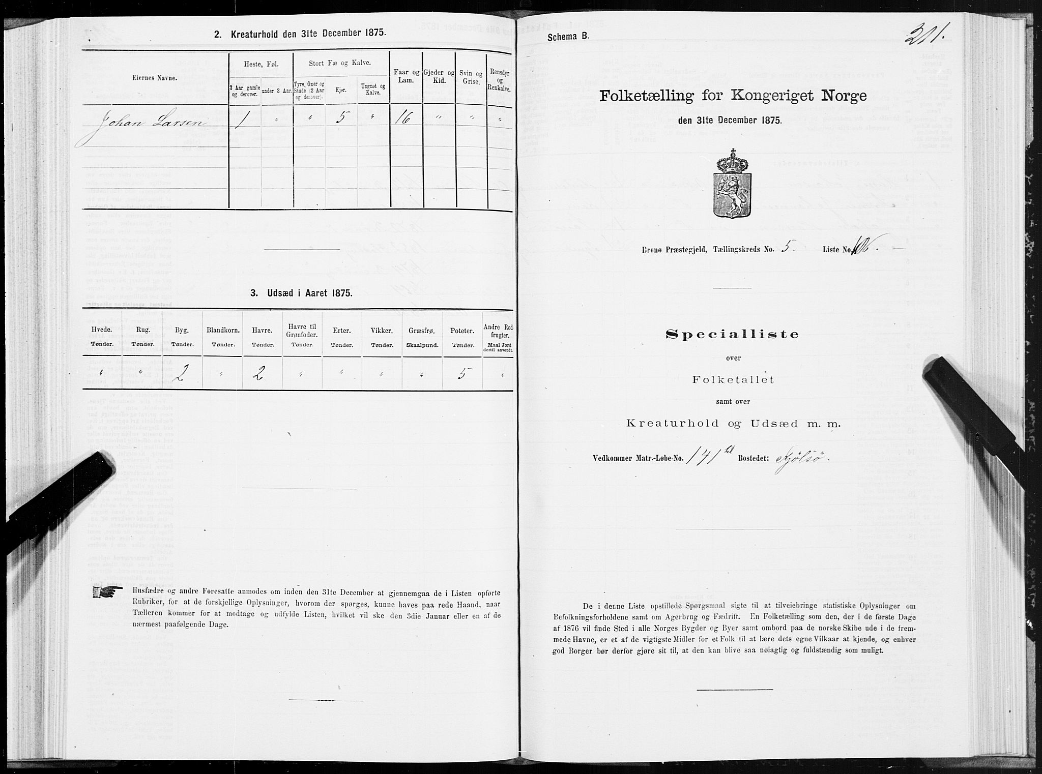 SAT, 1875 census for 1814P Brønnøy, 1875, p. 3211