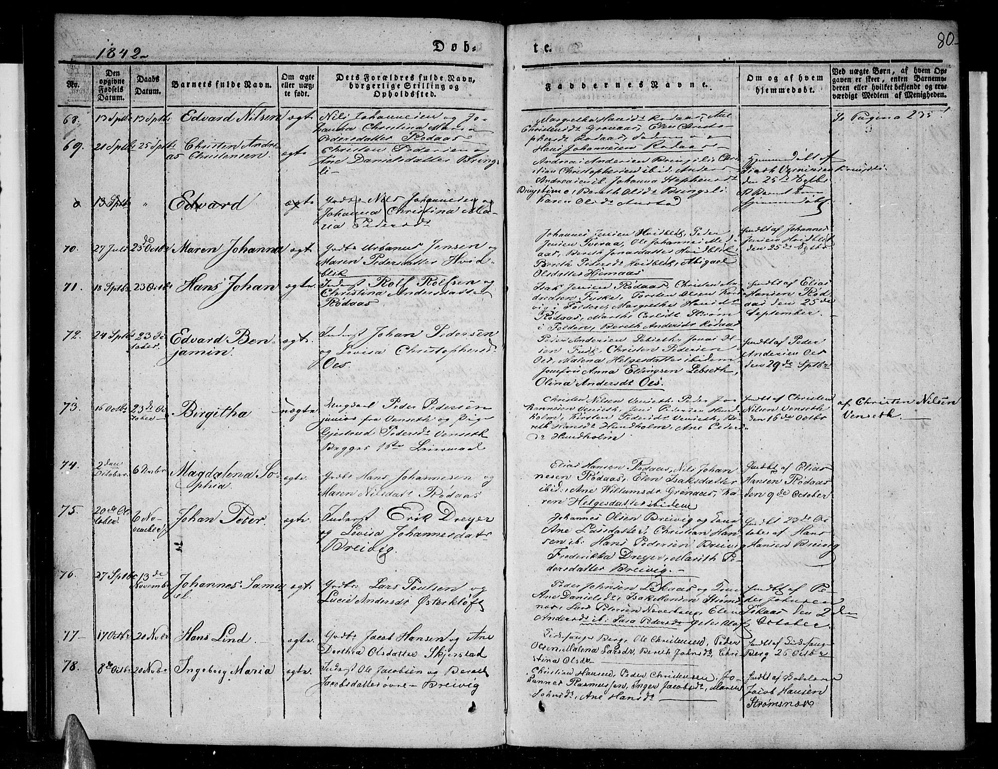 SAT, Ministerialprotokoller, klokkerbøker og fødselsregistre - Nordland, SAT/A-1459/852/L0737Parish register (official) no. 852A07, 1833-1849, p. 80