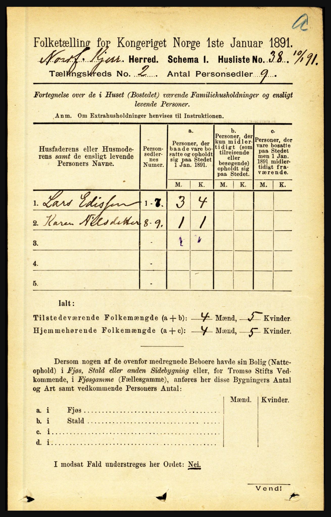 RA, 1891 census for 1846 Nordfold-Kjerringøy, 1891, p. 426