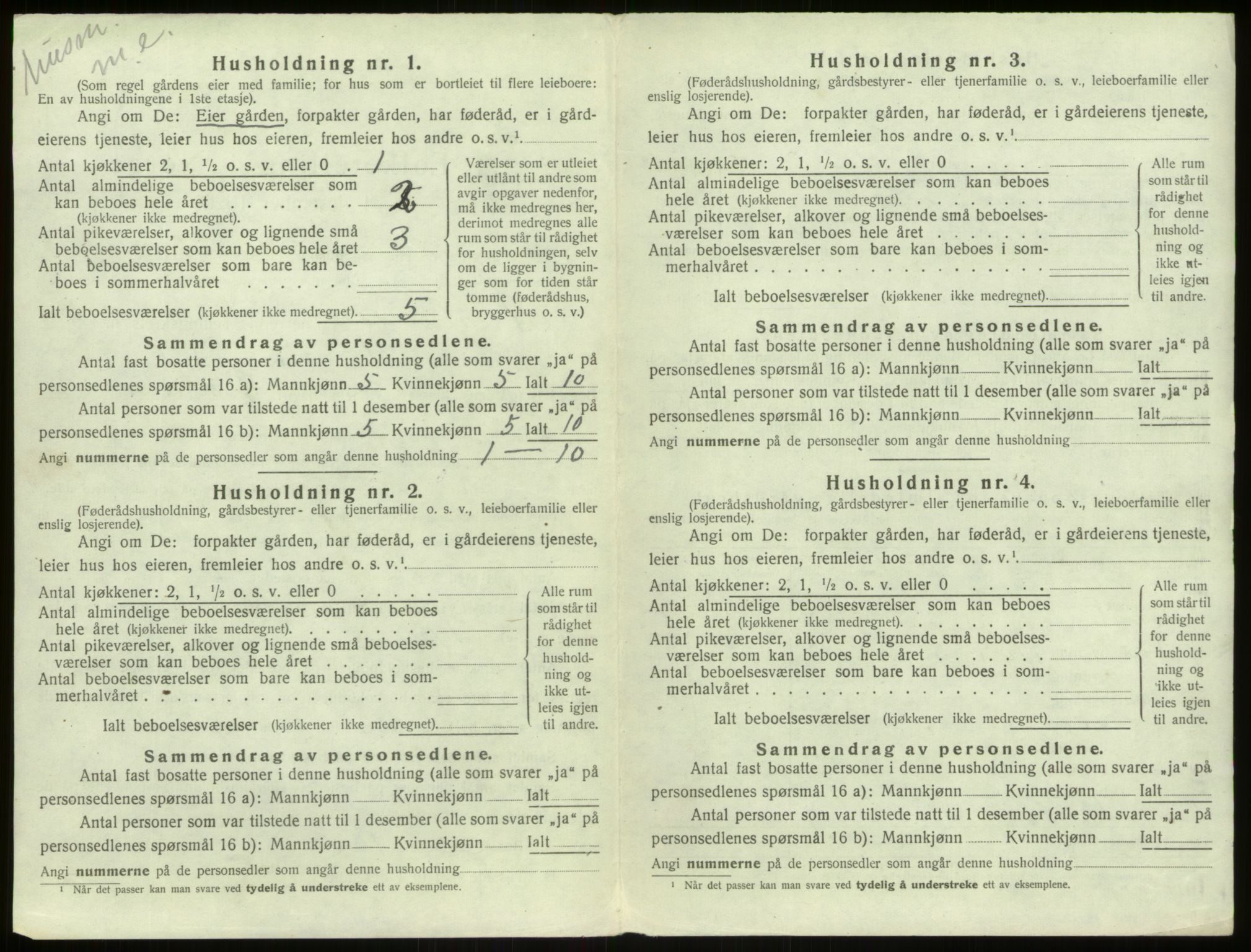 SAB, 1920 census for Aurland, 1920, p. 406