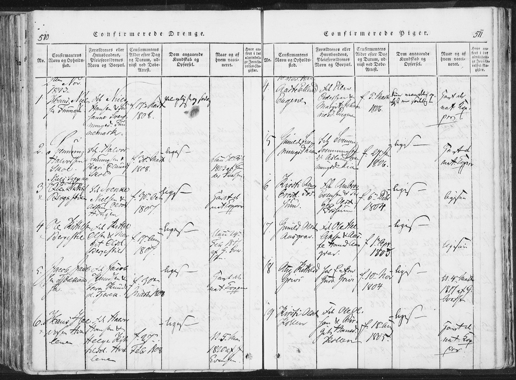 Bø kirkebøker, SAKO/A-257/F/Fa/L0006: Parish register (official) no. 6, 1815-1831, p. 510-511