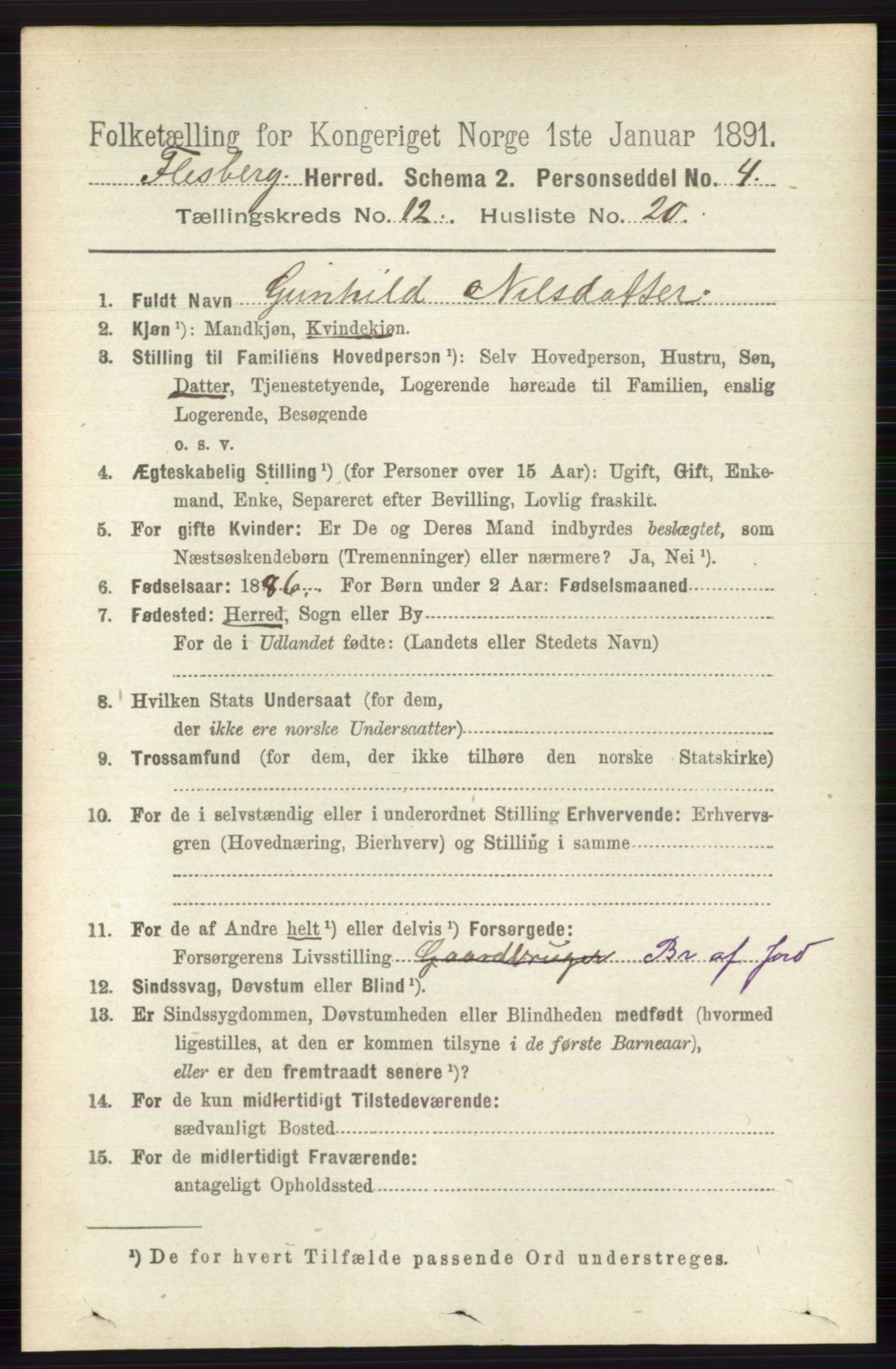 RA, 1891 census for 0631 Flesberg, 1891, p. 2176