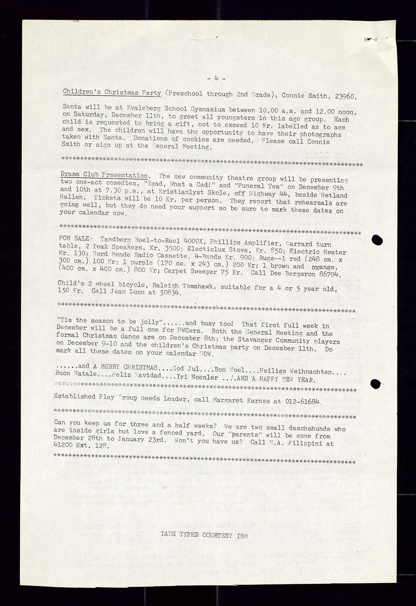 PA 1547 - Petroleum Wives Club, AV/SAST-A-101974/X/Xa/L0001: Newsletters (1971-1978)/radiointervjuer på kasett (1989-1992), 1970-1978