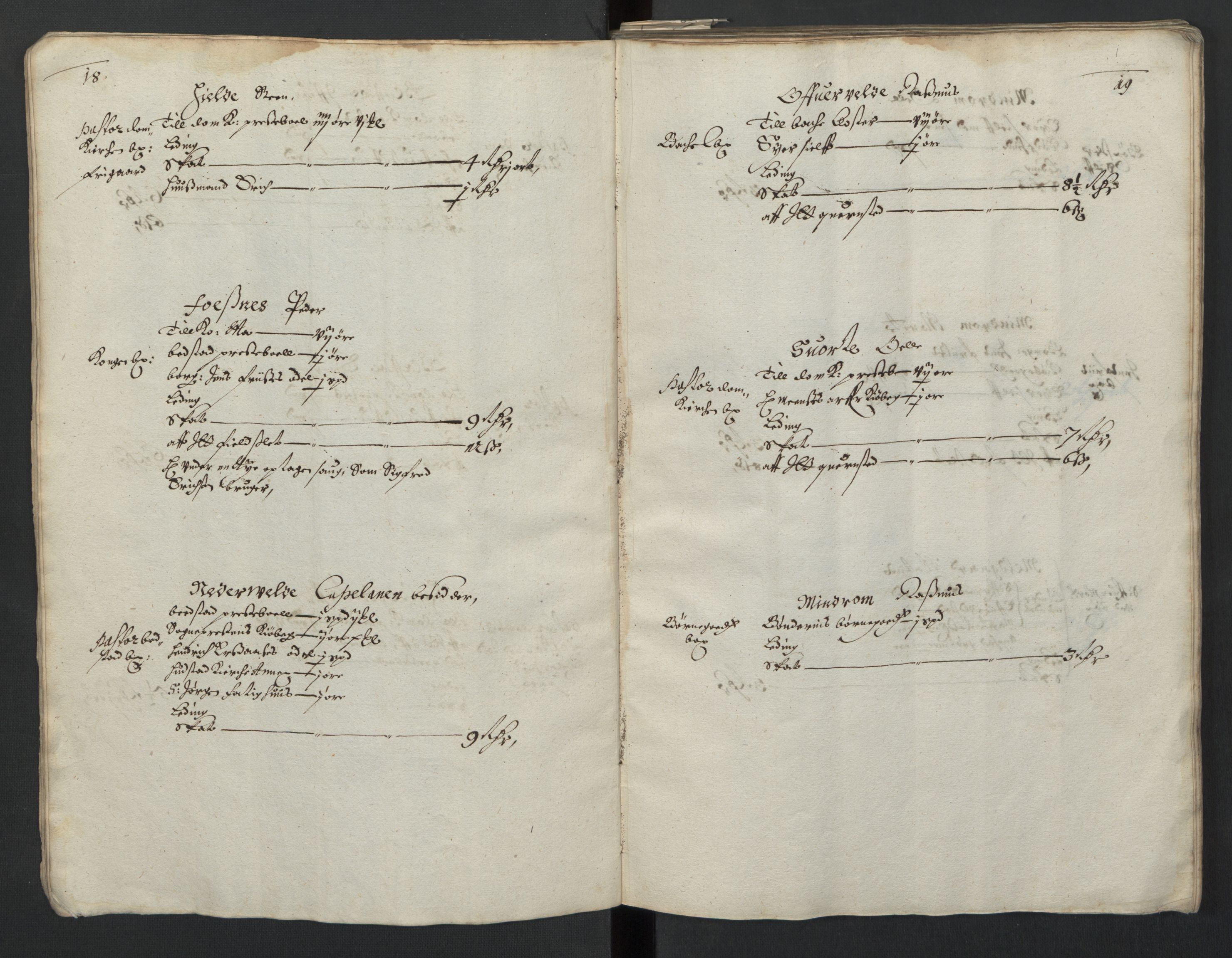 Rentekammeret inntil 1814, Realistisk ordnet avdeling, AV/RA-EA-4070/L/L0029/0001: Trondheim lagdømme: / Alminnelig jordebok og skattemanntall - Inderøy, 1661, p. 18-19