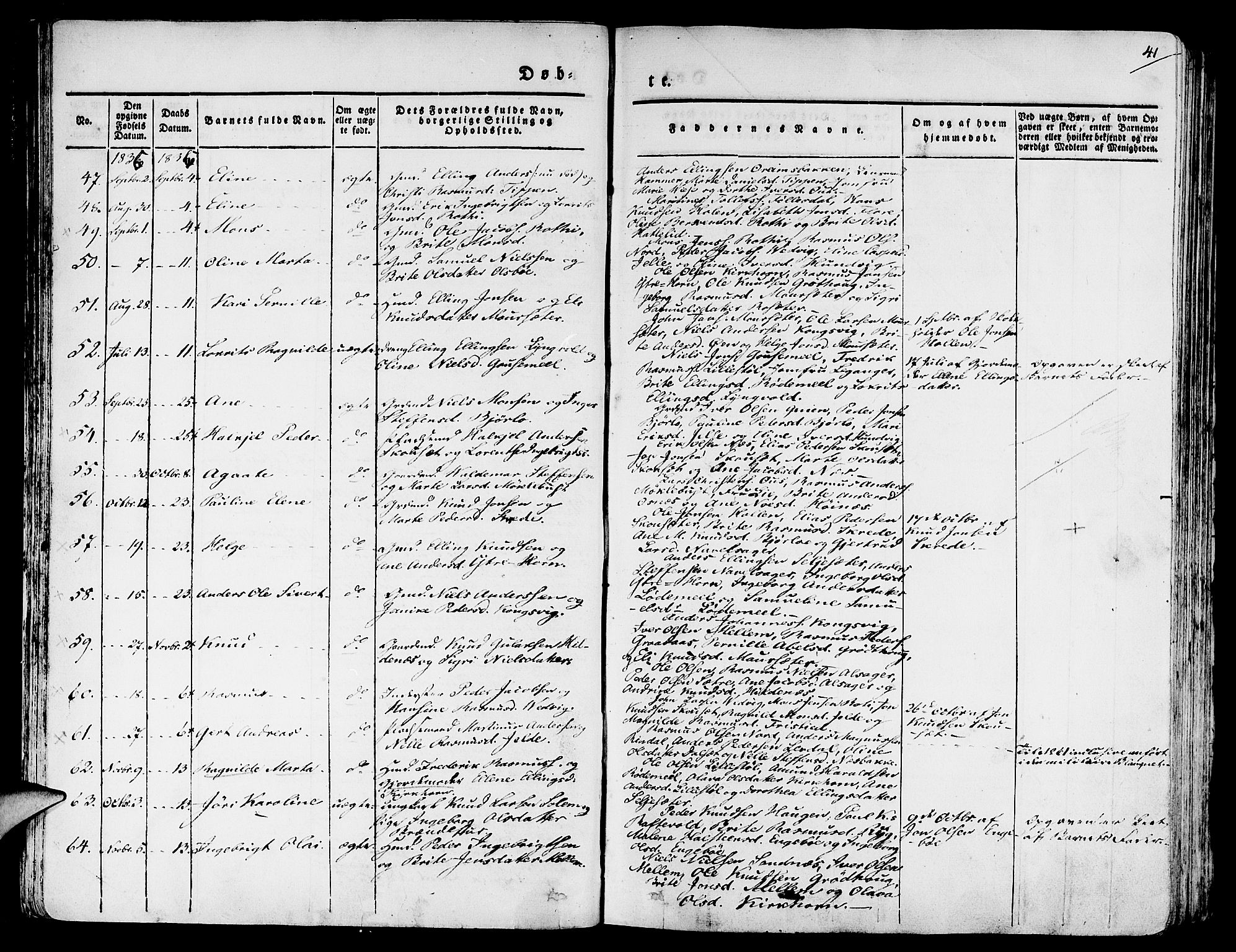 Eid sokneprestembete, SAB/A-82301/H/Haa/Haaa/L0006: Parish register (official) no. A 6, 1831-1843, p. 41